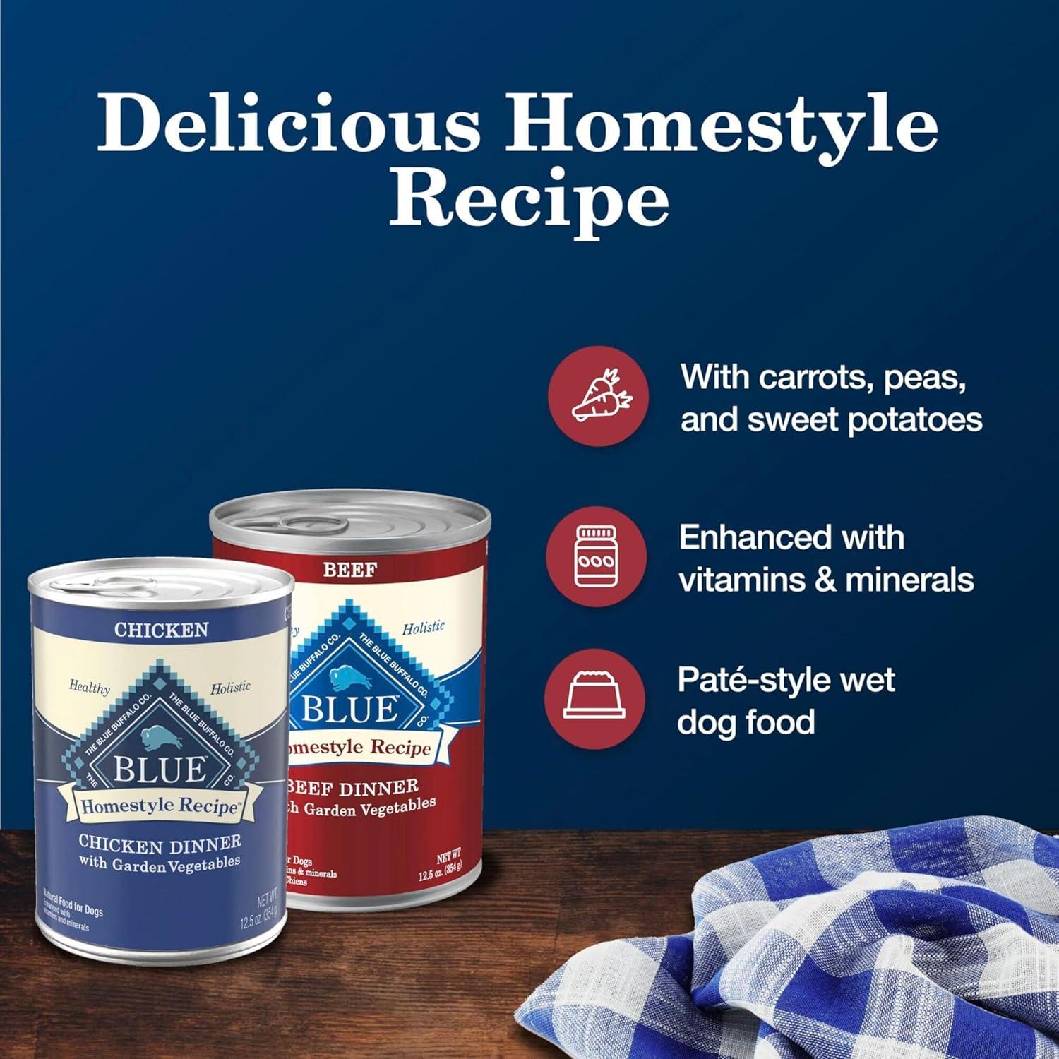 imageBlue Buffalo Homestyle Recipe Adult Wet Dog Food Made with Natural Ingredients Fish amp Sweet Potato Dinner with Garden Vegetables 125oz can Pack of 12Variety Pack Chicken Beef