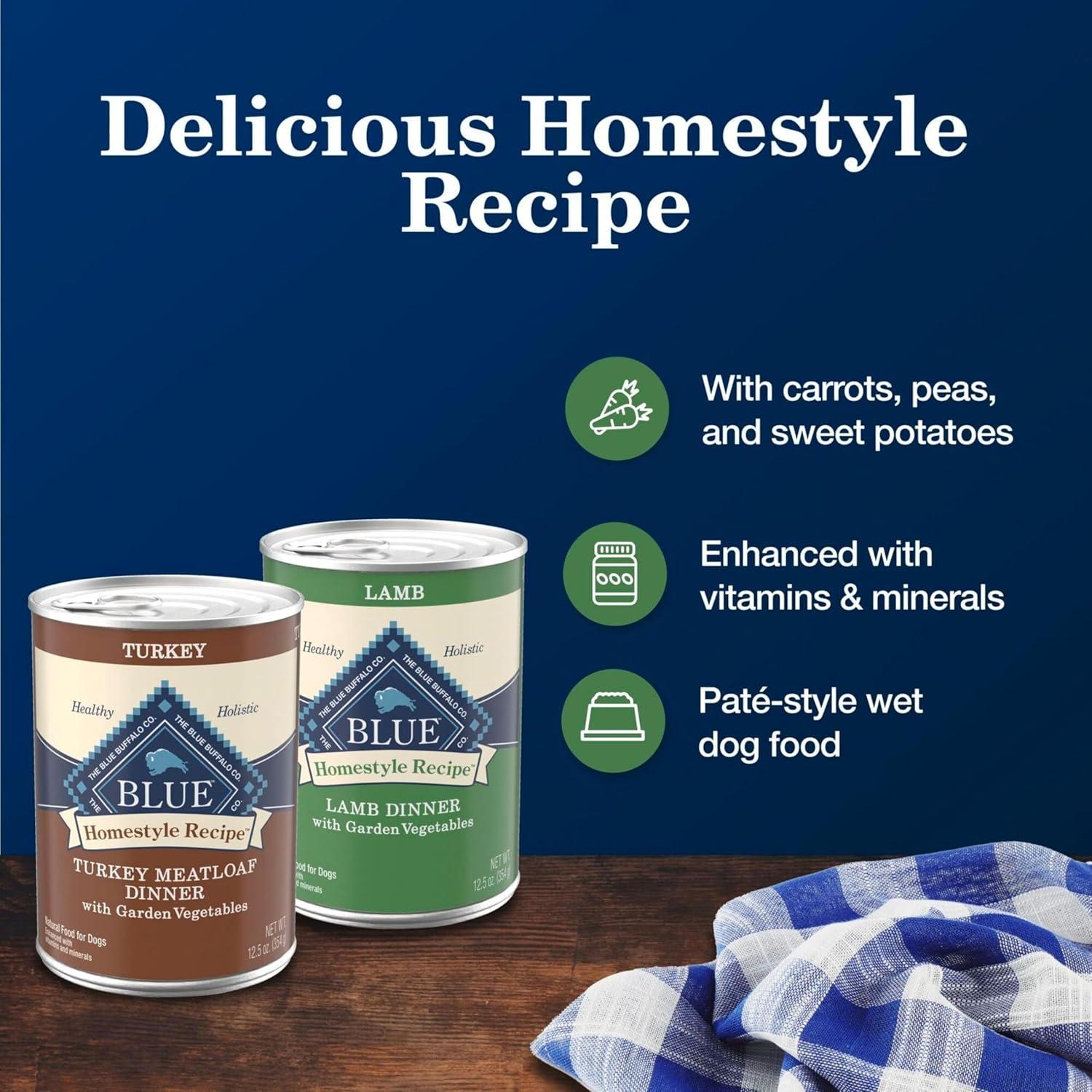 imageBlue Buffalo Homestyle Recipe Adult Wet Dog Food Made with Natural Ingredients Fish amp Sweet Potato Dinner with Garden Vegetables 125oz can Pack of 12Variety Pack Lamb Turkey