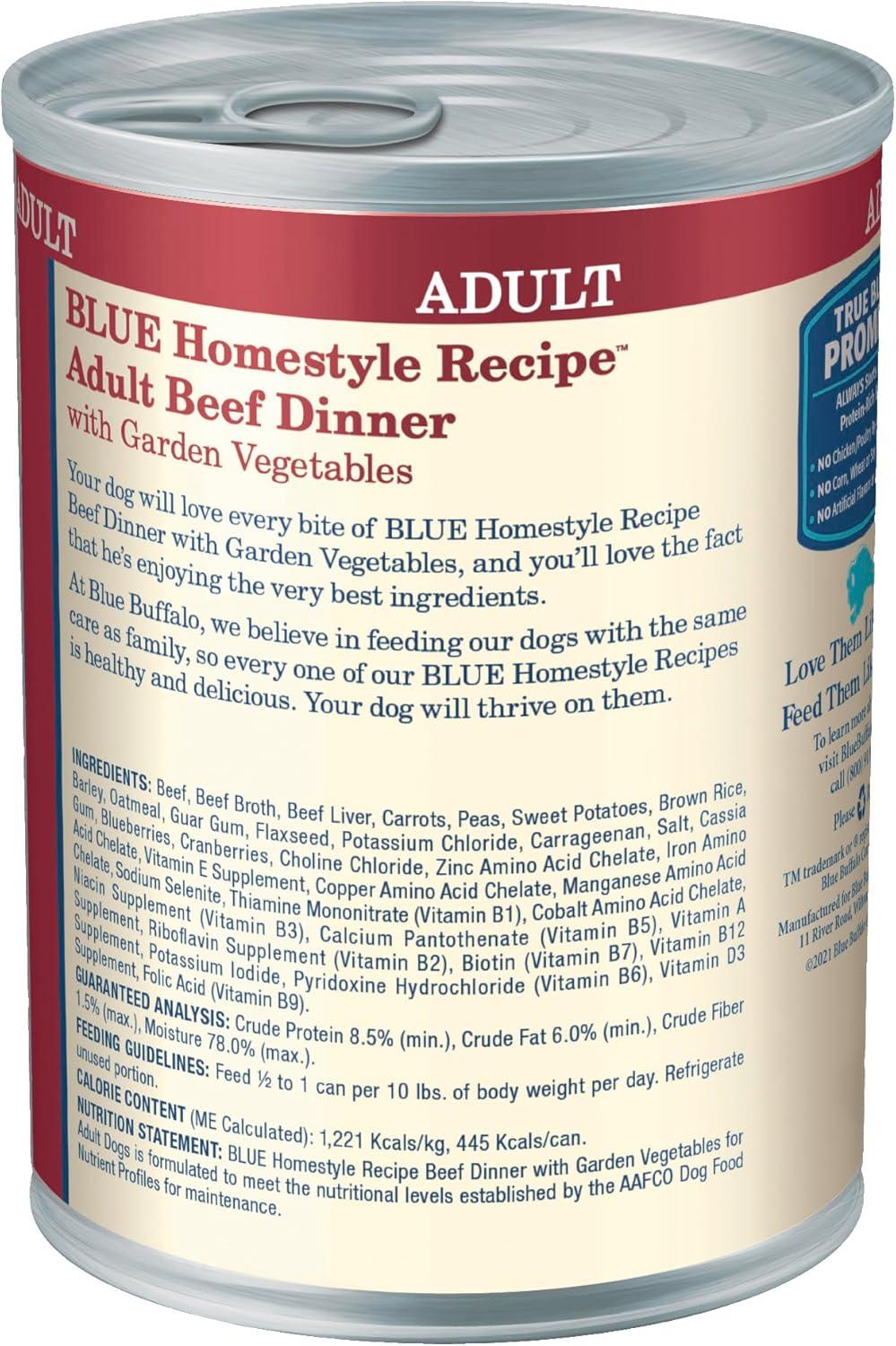 imageBlue Buffalo Homestyle Recipe Adult Wet Dog Food Made with Natural Ingredients Fish amp Sweet Potato Dinner with Garden Vegetables 125oz can Pack of 12Beef