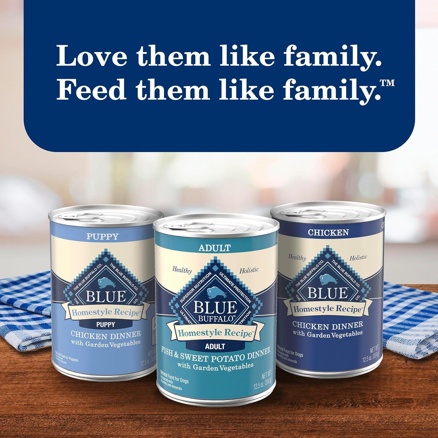 imageBlue Buffalo Homestyle Recipe Large Breed Adult Wet Dog Food Made with Natural Ingredients Chicken Dinner With Garden Vegetables 125oz Can Pack of 12Fish Sweet Potato