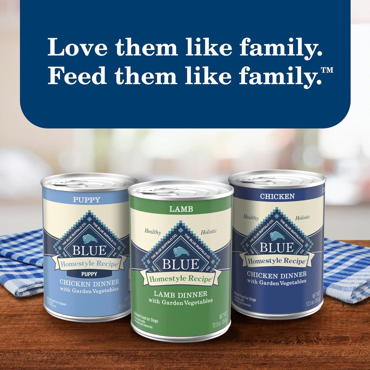 imageBlue Buffalo Homestyle Recipe Large Breed Adult Wet Dog Food Made with Natural Ingredients Chicken Dinner With Garden Vegetables 125oz Can Pack of 12Variety Pack Lamb Turkey