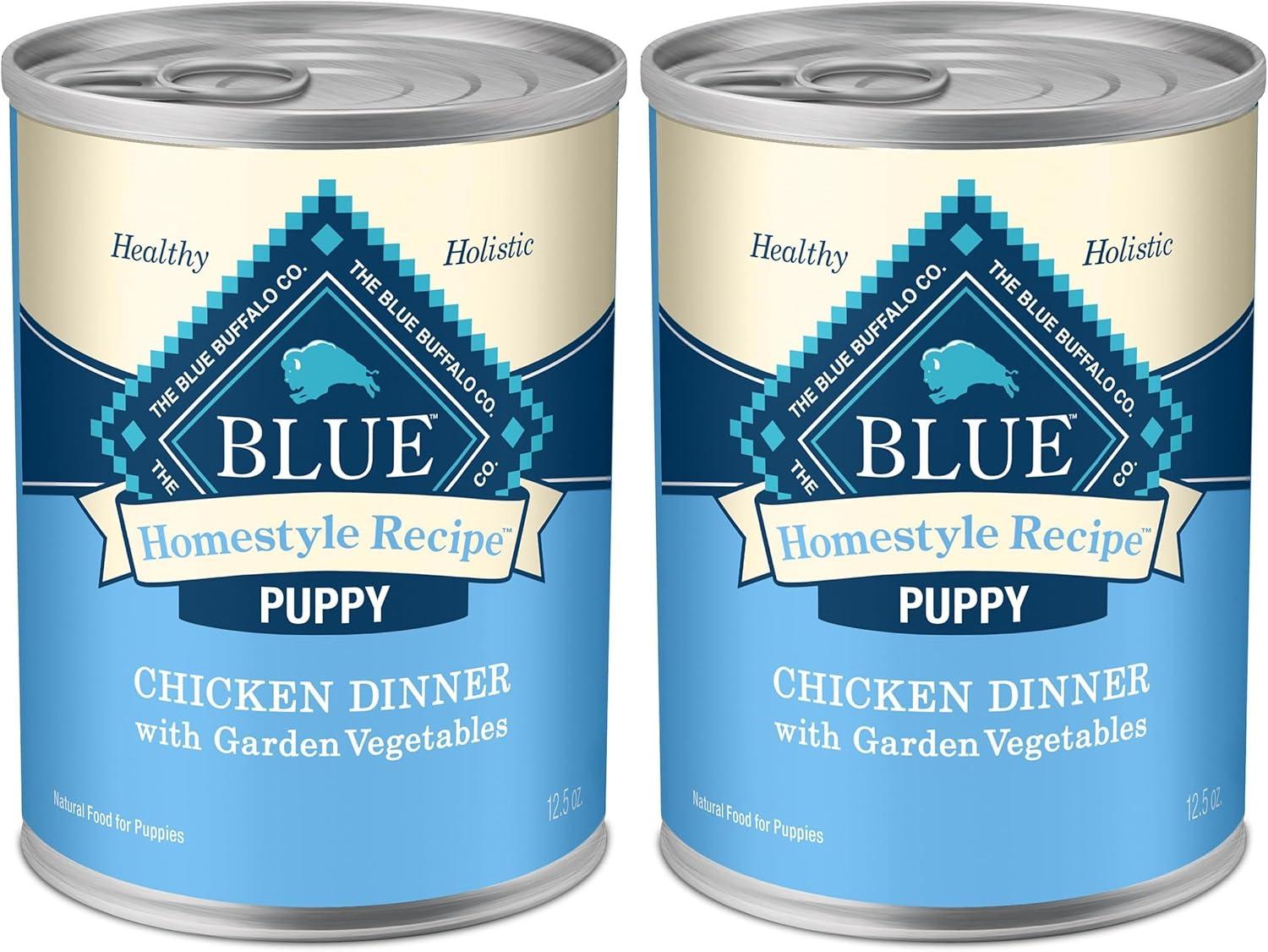imageBlue Buffalo Homestyle Recipe Puppy Wet Dog Food Made with Natural Ingredients Chicken Dinner with Garden Vegetables amp Brown Rice 125oz Cans 12 CountWet Dog Food