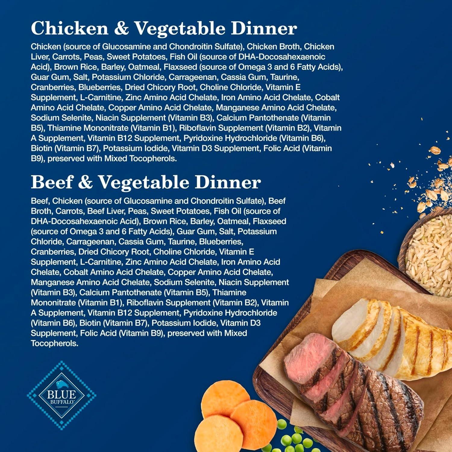 imageBlue Buffalo Homestyle Recipe Senior Wet Dog Food Made with Natural Ingredients Chicken Dinner with Garden Vegetables 125oz Cans 12 CountChicken Beef