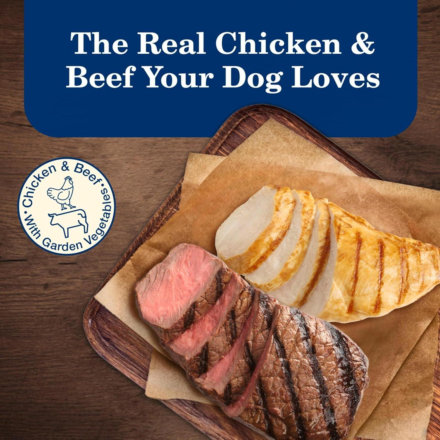 imageBlue Buffalo Homestyle Recipe Senior Wet Dog Food Made with Natural Ingredients Chicken Dinner with Garden Vegetables 125oz Cans 12 CountChicken Beef