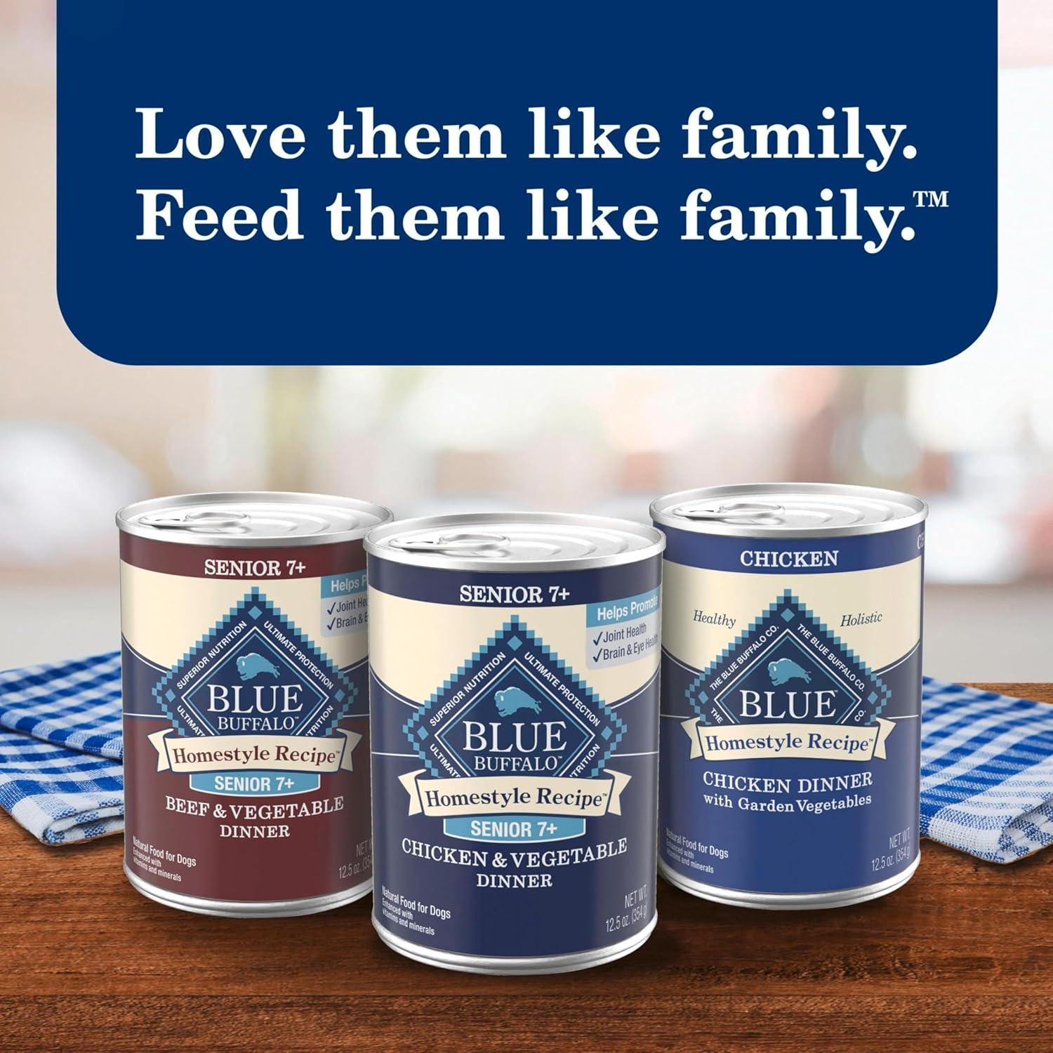 imageBlue Buffalo Homestyle Recipe Senior Wet Dog Food Made with Natural Ingredients Chicken Dinner with Garden Vegetables 125oz Cans 12 CountChicken Beef