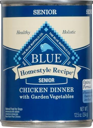 imageBlue Buffalo Homestyle Recipe Senior Wet Dog Food Made with Natural Ingredients Chicken Dinner with Garden Vegetables 125oz Cans 12 CountChicken
