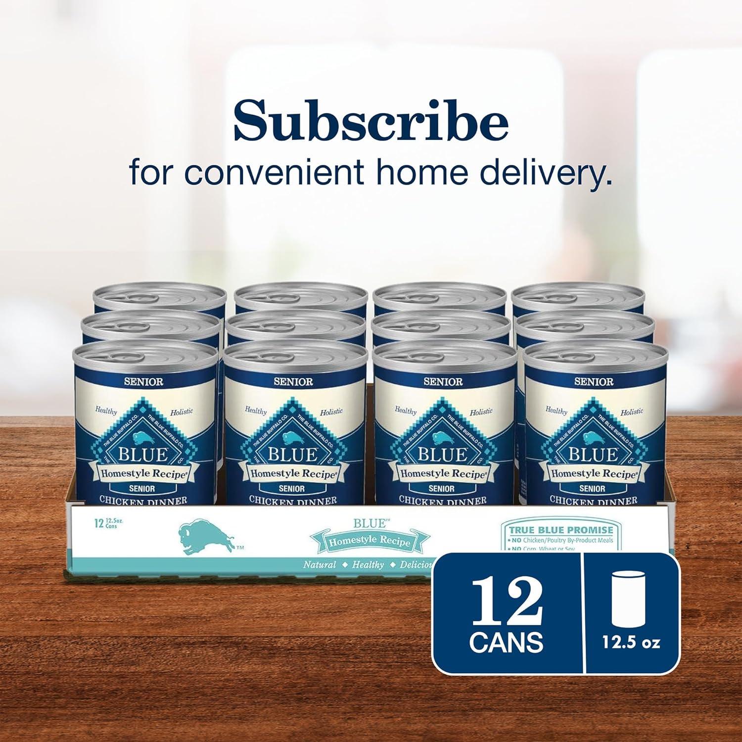imageBlue Buffalo Homestyle Recipe Senior Wet Dog Food Made with Natural Ingredients Chicken Dinner with Garden Vegetables 125oz Cans 12 CountChicken