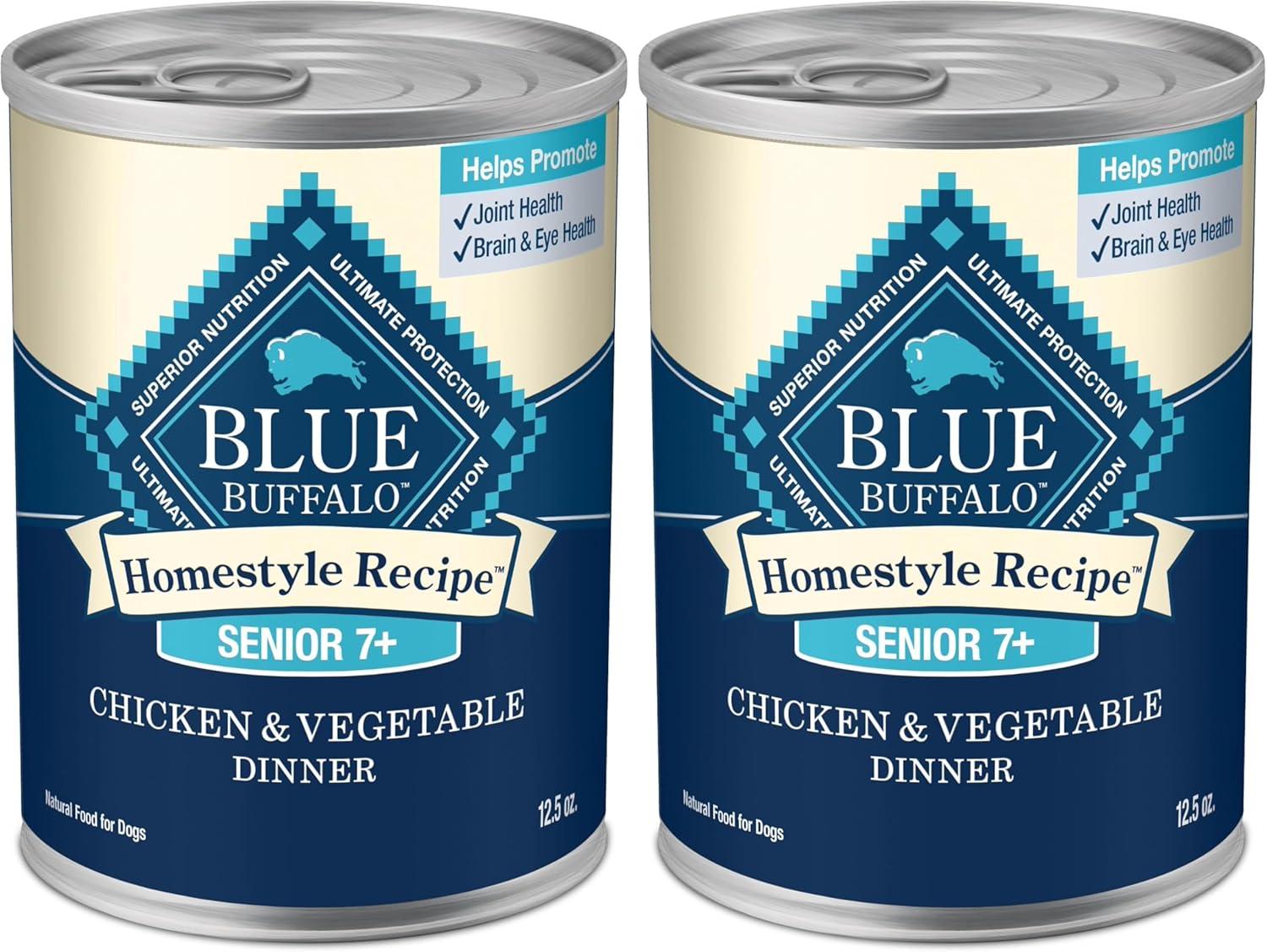 imageBlue Buffalo Homestyle Recipe Senior Wet Dog Food Made with Natural Ingredients Chicken Dinner with Garden Vegetables 125oz Cans 12 CountChicken