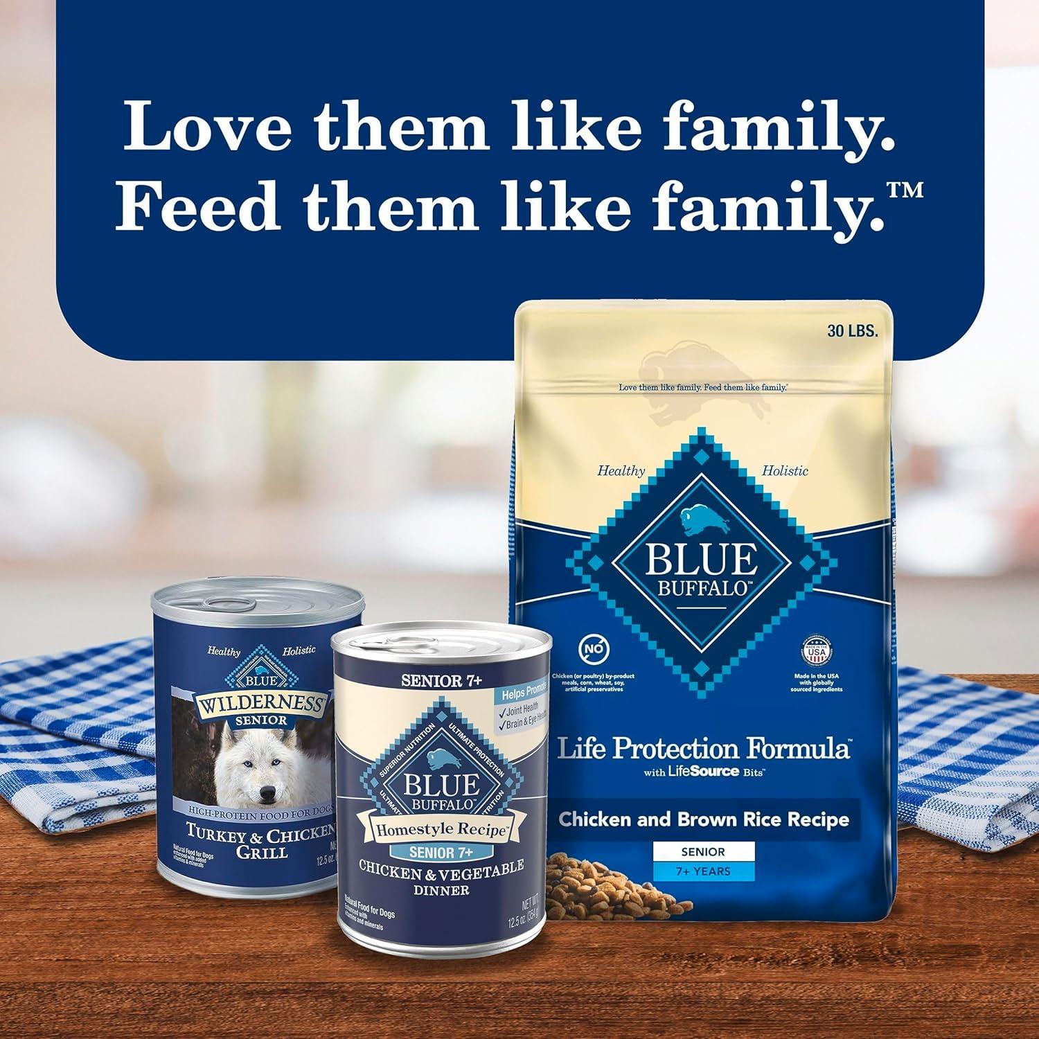 imageBlue Buffalo Homestyle Recipe Senior Wet Dog Food Made with Natural Ingredients Chicken Dinner with Garden Vegetables 125oz Cans 12 CountChicken