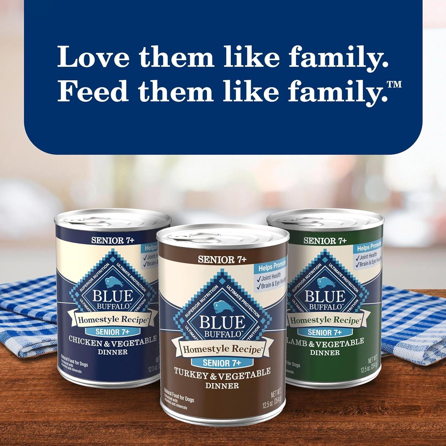 imageBlue Buffalo Homestyle Recipe Senior Wet Dog Food Made with Natural Ingredients Chicken Dinner with Garden Vegetables 125oz Cans 12 CountTurkey Lamb