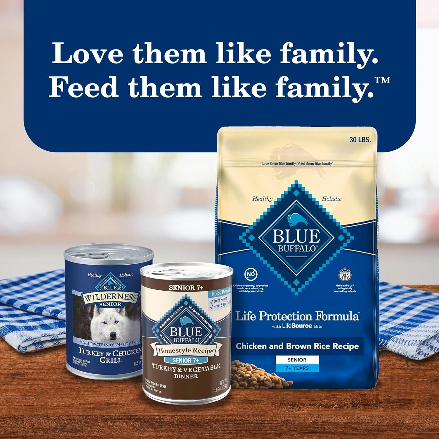 imageBlue Buffalo Homestyle Recipe Senior Wet Dog Food Made with Natural Ingredients Chicken Dinner with Garden Vegetables 125oz Cans 12 CountTurkey