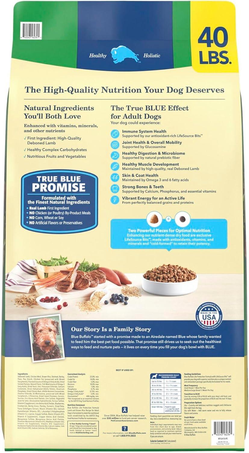 imageBlue Buffalo Life Protection Formula Adult Dry Dog Food Helps Build and Maintain Strong Muscles Made with Natural Ingredients Chicken amp Brown Rice Recipe 5lb BagLamb Brown Rice