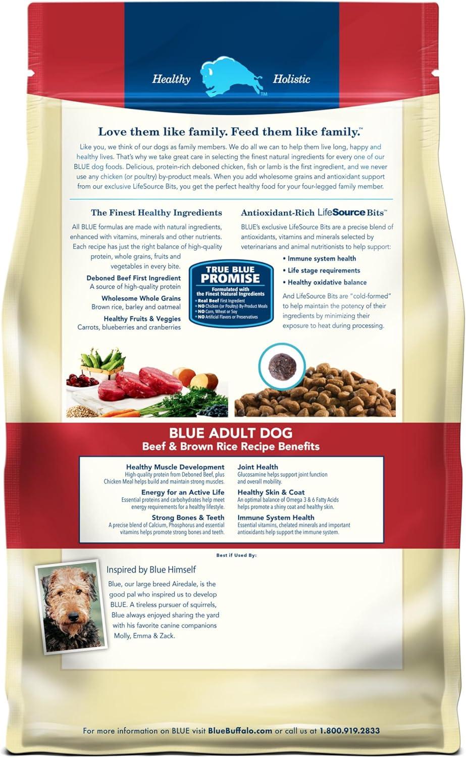 imageBlue Buffalo Life Protection Formula Adult Dry Dog Food Helps Build and Maintain Strong Muscles Made with Natural Ingredients Chicken amp Brown Rice Recipe 5lb BagBeef Brown Rice