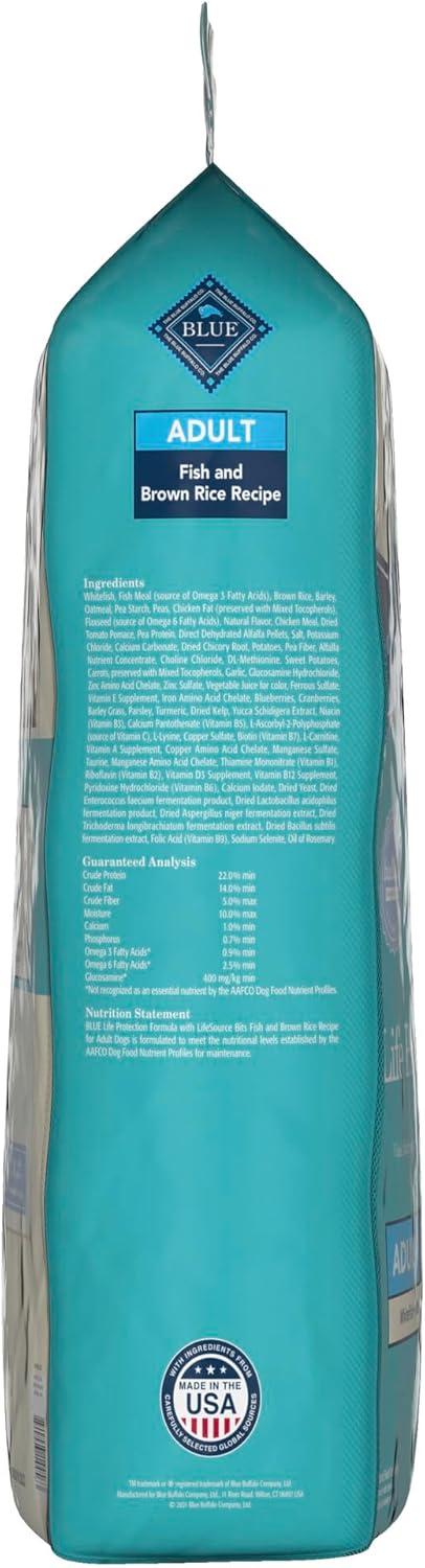 imageBlue Buffalo Life Protection Formula Adult Dry Dog Food Helps Build and Maintain Strong Muscles Made with Natural Ingredients Chicken amp Brown Rice Recipe 5lb BagFish Brown Rice