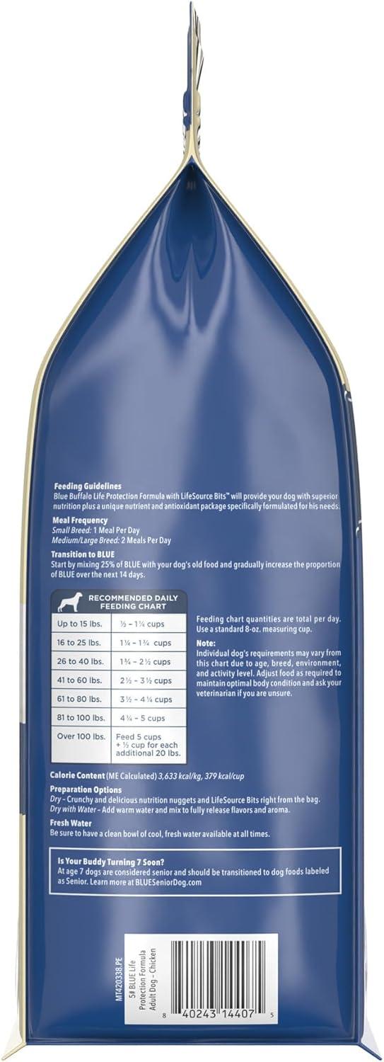 imageBlue Buffalo Life Protection Formula Adult Dry Dog Food Helps Build and Maintain Strong Muscles Made with Natural Ingredients Chicken amp Brown Rice Recipe 5lb BagChicken Brown Rice