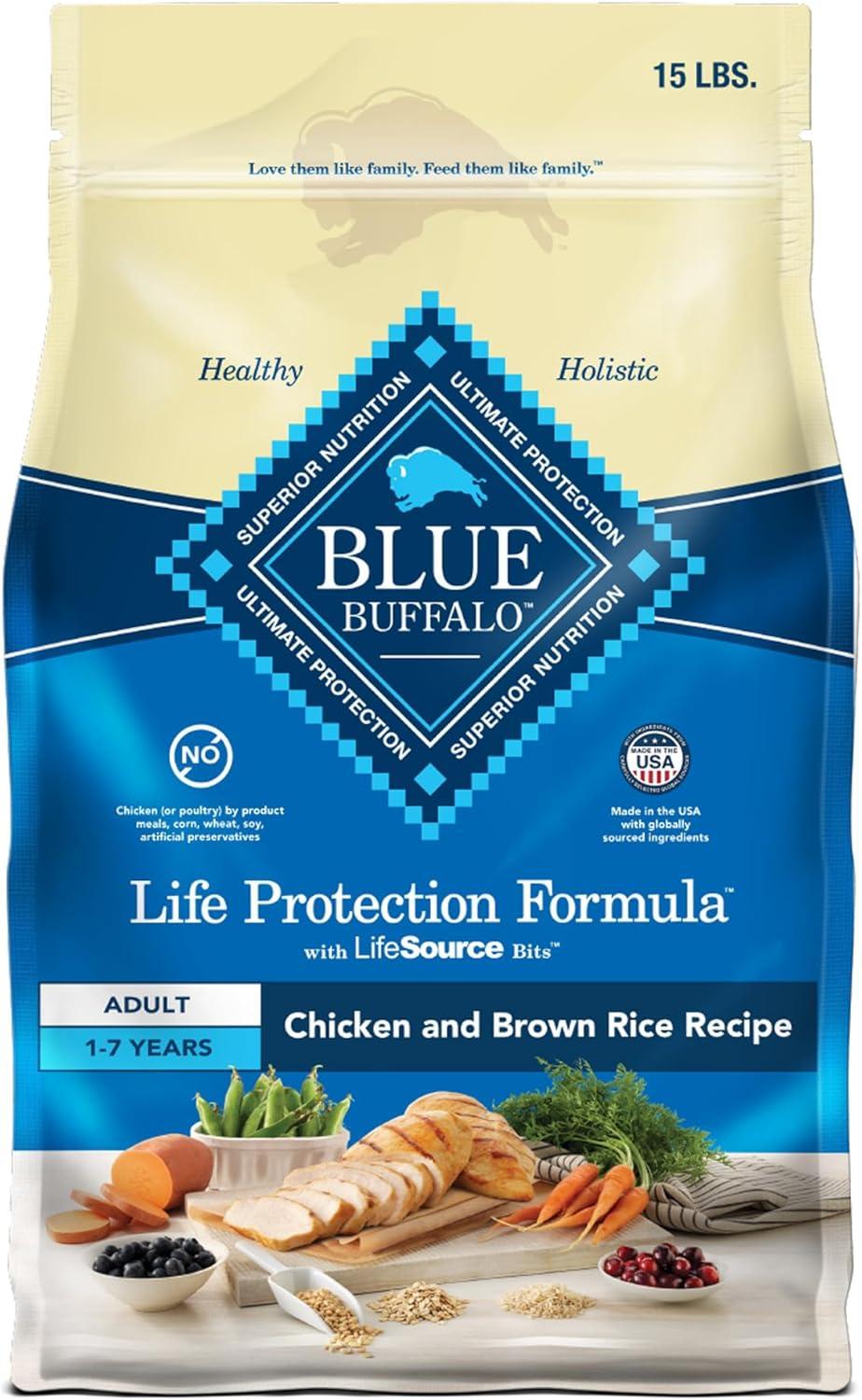imageBlue Buffalo Life Protection Formula Adult Dry Dog Food Helps Build and Maintain Strong Muscles Made with Natural Ingredients Chicken amp Brown Rice Recipe 5lb BagChicken Brown Rice