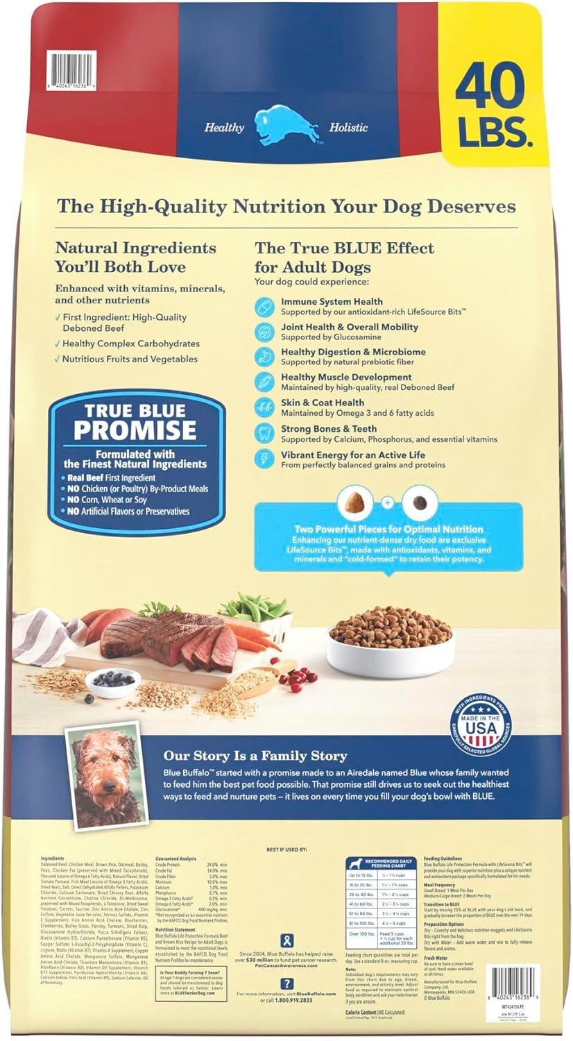 imageBlue Buffalo Life Protection Formula Adult Dry Dog Food Helps Build and Maintain Strong Muscles Made with Natural Ingredients Chicken amp Brown Rice Recipe 5lb BagBeef Brown Rice