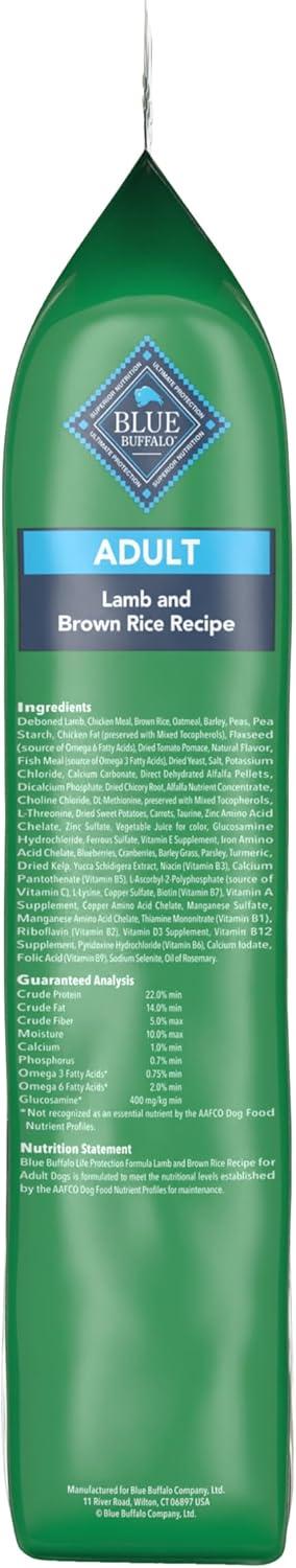 imageBlue Buffalo Life Protection Formula Adult Dry Dog Food Helps Build and Maintain Strong Muscles Made with Natural Ingredients Chicken amp Brown Rice Recipe 5lb BagLamb Brown Rice