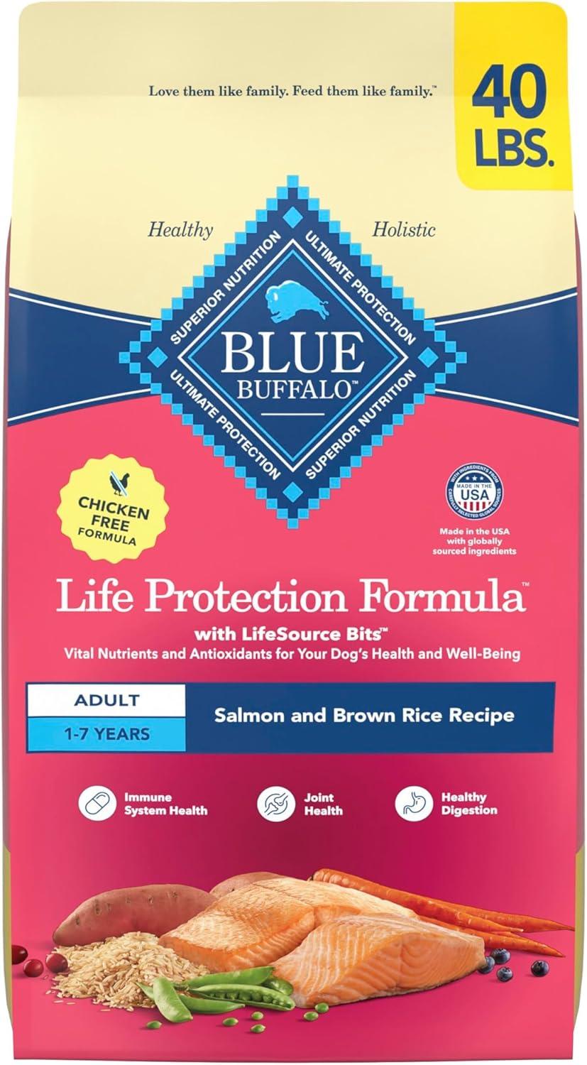 imageBlue Buffalo Life Protection Formula Adult Dry Dog Food Helps Build and Maintain Strong Muscles Made with Natural Ingredients Chicken amp Brown Rice Recipe 5lb BagSalmon ChickenFree