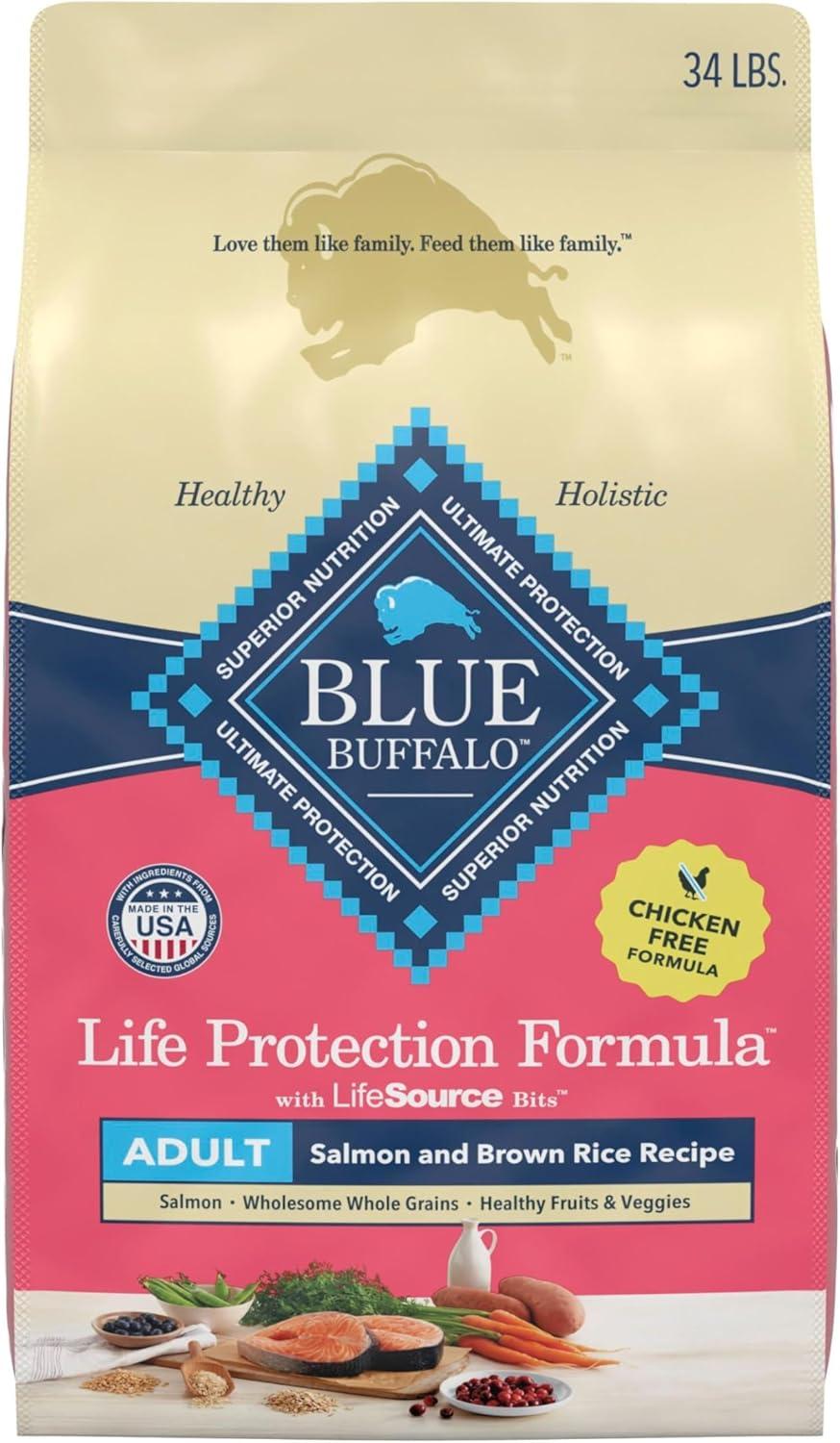 imageBlue Buffalo Life Protection Formula Adult Dry Dog Food Helps Build and Maintain Strong Muscles Made with Natural Ingredients Chicken amp Brown Rice Recipe 5lb BagSalmon ChickenFree