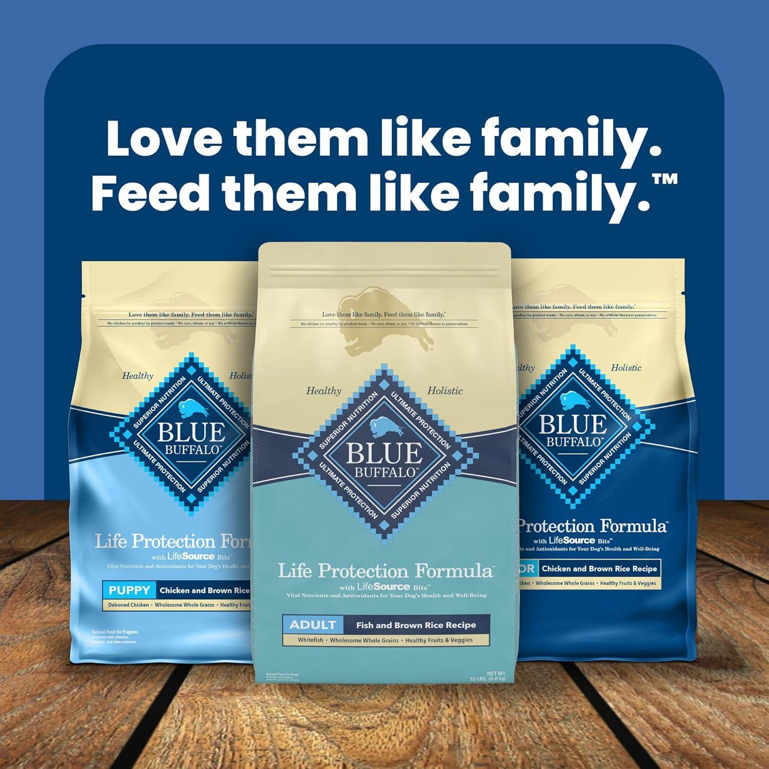 imageBlue Buffalo Life Protection Formula Adult Dry Dog Food Helps Build and Maintain Strong Muscles Made with Natural Ingredients Chicken amp Brown Rice Recipe 5lb BagFish Brown Rice