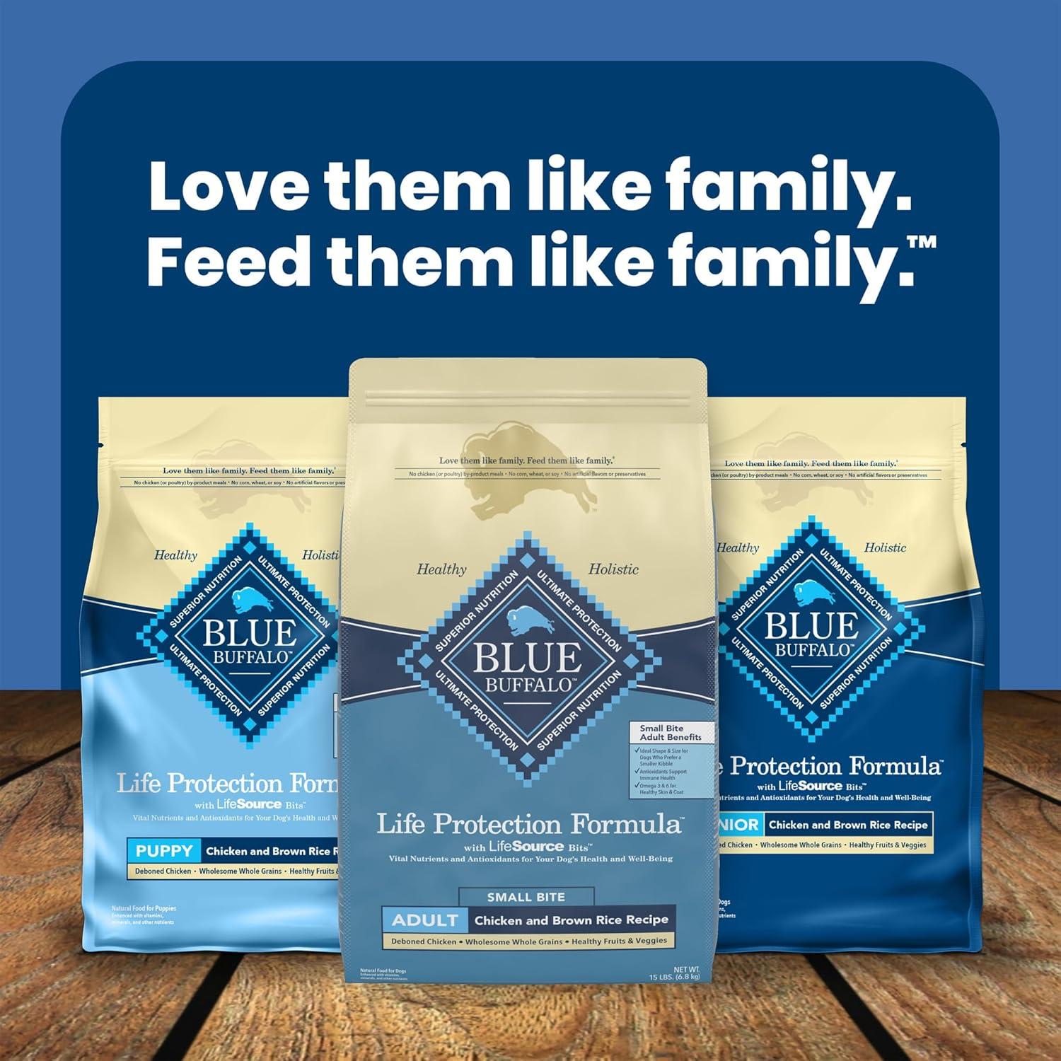 imageBlue Buffalo Life Protection Formula Adult Small Bite Dry Dog Food Helps Build and Maintain Strong Muscles Made with Natural Ingredients Chicken amp Brown Rice Recipe 15lb Bag15 Pound Pack of 1