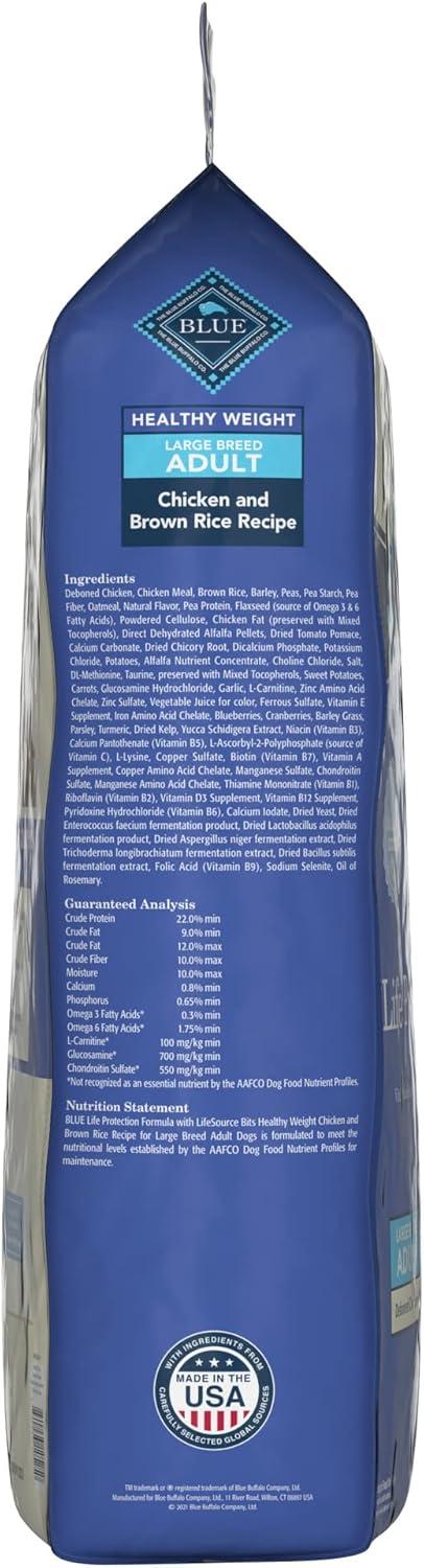 imageBlue Buffalo Life Protection Formula Healthy Weight Large Breed Adult Dry Dog Food for Weight Control Made with Natural Ingredients Chicken amp Brown Rice Recipe 30lb BagChicken Brown Rice