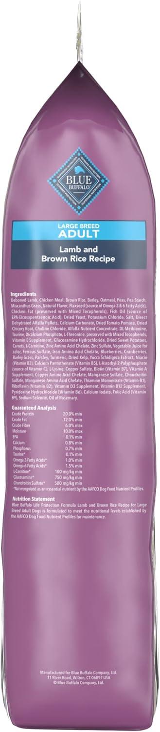 imageBlue Buffalo Life Protection Formula Large Breed Adult Dry Dog Food Promotes Joint Health and Lean Muscles Made with Natural Ingredients Lamb amp Brown Rice Recipe 34lb BagLamb Brown Rice