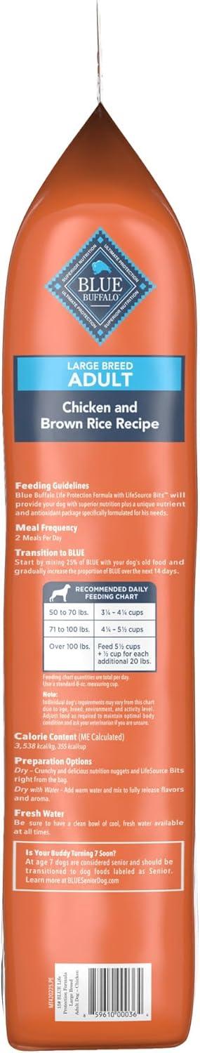 imageBlue Buffalo Life Protection Formula Large Breed Adult Dry Dog Food Promotes Joint Health and Lean Muscles Made with Natural Ingredients Lamb amp Brown Rice Recipe 34lb BagChicken Brown Rice