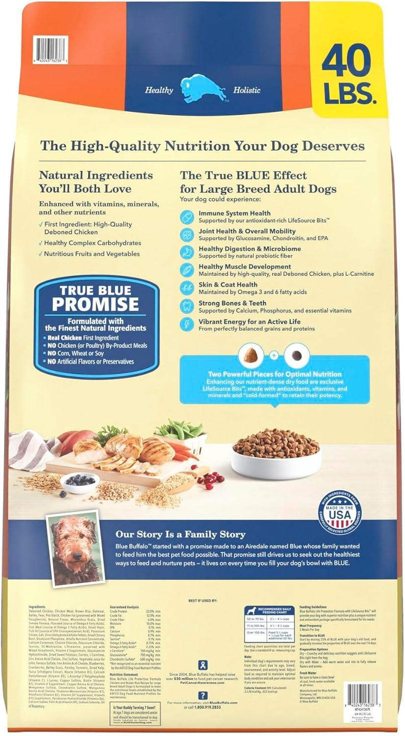imageBlue Buffalo Life Protection Formula Large Breed Adult Dry Dog Food Promotes Joint Health and Lean Muscles Made with Natural Ingredients Lamb amp Brown Rice Recipe 34lb BagChicken Brown Rice