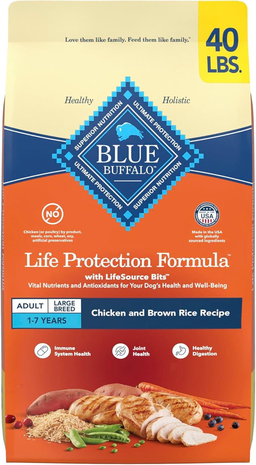 imageBlue Buffalo Life Protection Formula Large Breed Adult Dry Dog Food Promotes Joint Health and Lean Muscles Made with Natural Ingredients Lamb amp Brown Rice Recipe 34lb BagChicken Brown Rice