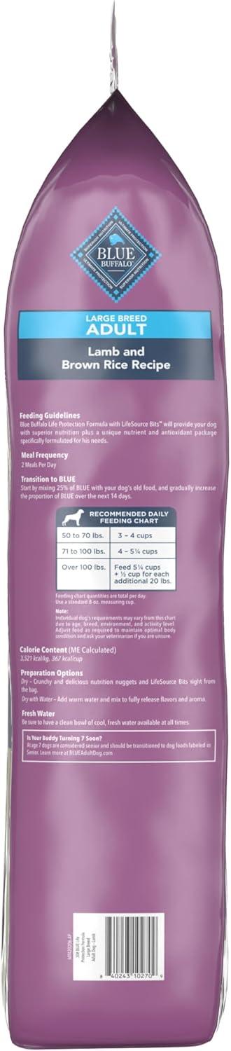 imageBlue Buffalo Life Protection Formula Large Breed Adult Dry Dog Food Promotes Joint Health and Lean Muscles Made with Natural Ingredients Lamb amp Brown Rice Recipe 34lb BagLamb Brown Rice