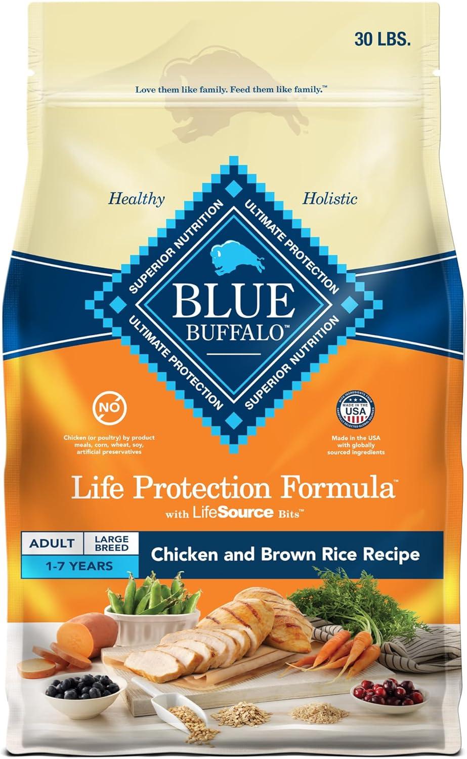 imageBlue Buffalo Life Protection Formula Large Breed Adult Dry Dog Food Promotes Joint Health and Lean Muscles Made with Natural Ingredients Lamb amp Brown Rice Recipe 34lb BagChicken Brown Rice