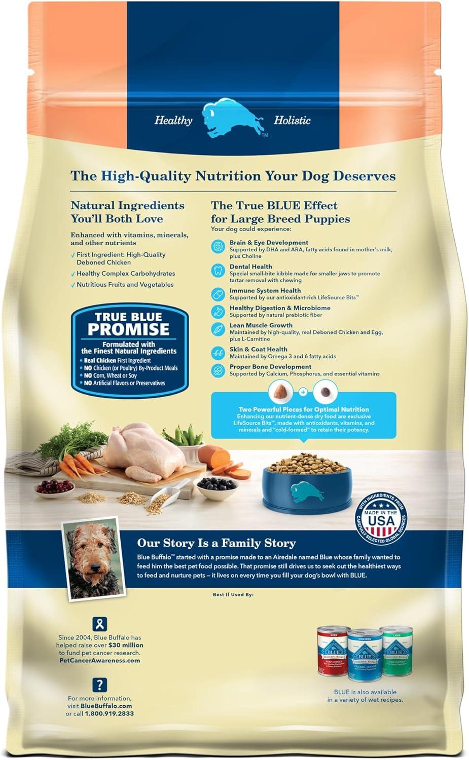 imageBlue Buffalo Life Protection Formula Large Breed Puppy Dry Dog Food with DHA Vital Nutrients amp Antioxidants Made with Natural Ingredients Chicken amp Brown Rice Recipe 34lb BagChicken Brown Rice