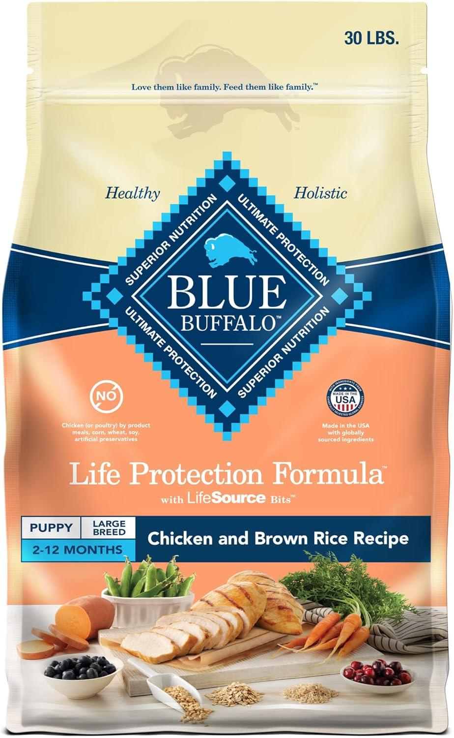 imageBlue Buffalo Life Protection Formula Large Breed Puppy Dry Dog Food with DHA Vital Nutrients amp Antioxidants Made with Natural Ingredients Chicken amp Brown Rice Recipe 34lb BagChicken Brown Rice