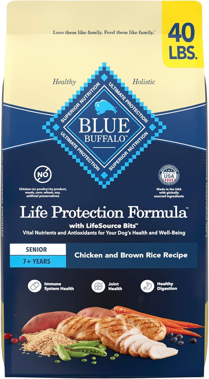 imageBlue Buffalo Life Protection Formula Senior Dry Dog Food Supports Joint Health and Mobility Made with Natural Ingredients Chicken amp Brown Rice Recipe 30lb BagChicken Brown Rice