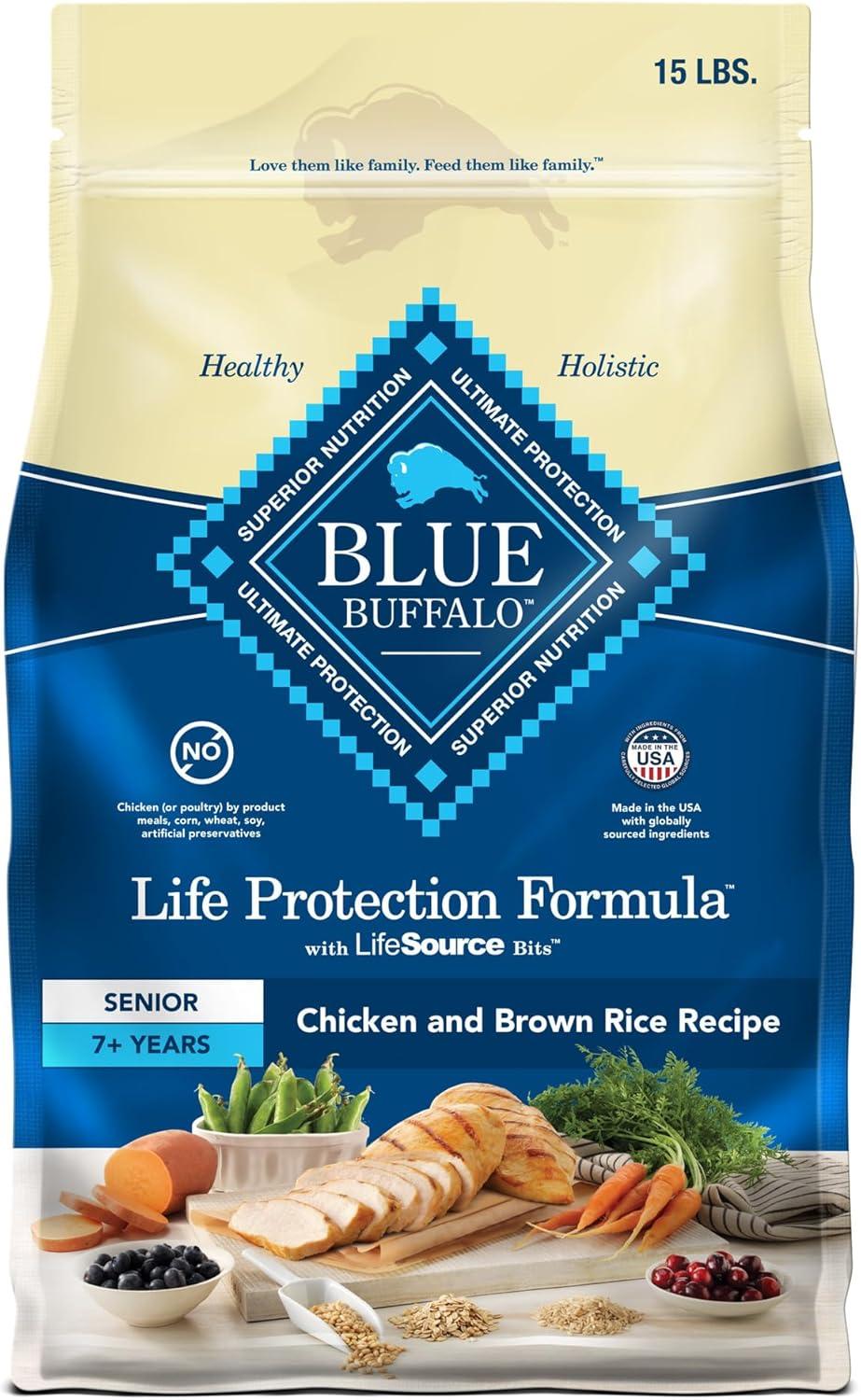 imageBlue Buffalo Life Protection Formula Senior Dry Dog Food Supports Joint Health and Mobility Made with Natural Ingredients Chicken amp Brown Rice Recipe 30lb BagChicken Brown Rice