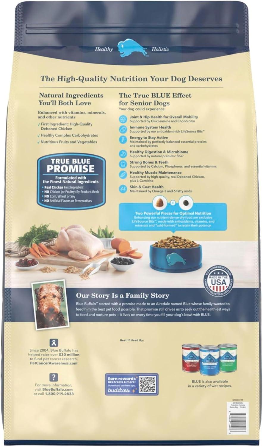 imageBlue Buffalo Life Protection Formula Senior Dry Dog Food Supports Joint Health and Mobility Made with Natural Ingredients Chicken amp Brown Rice Recipe 30lb BagChicken Brown Rice