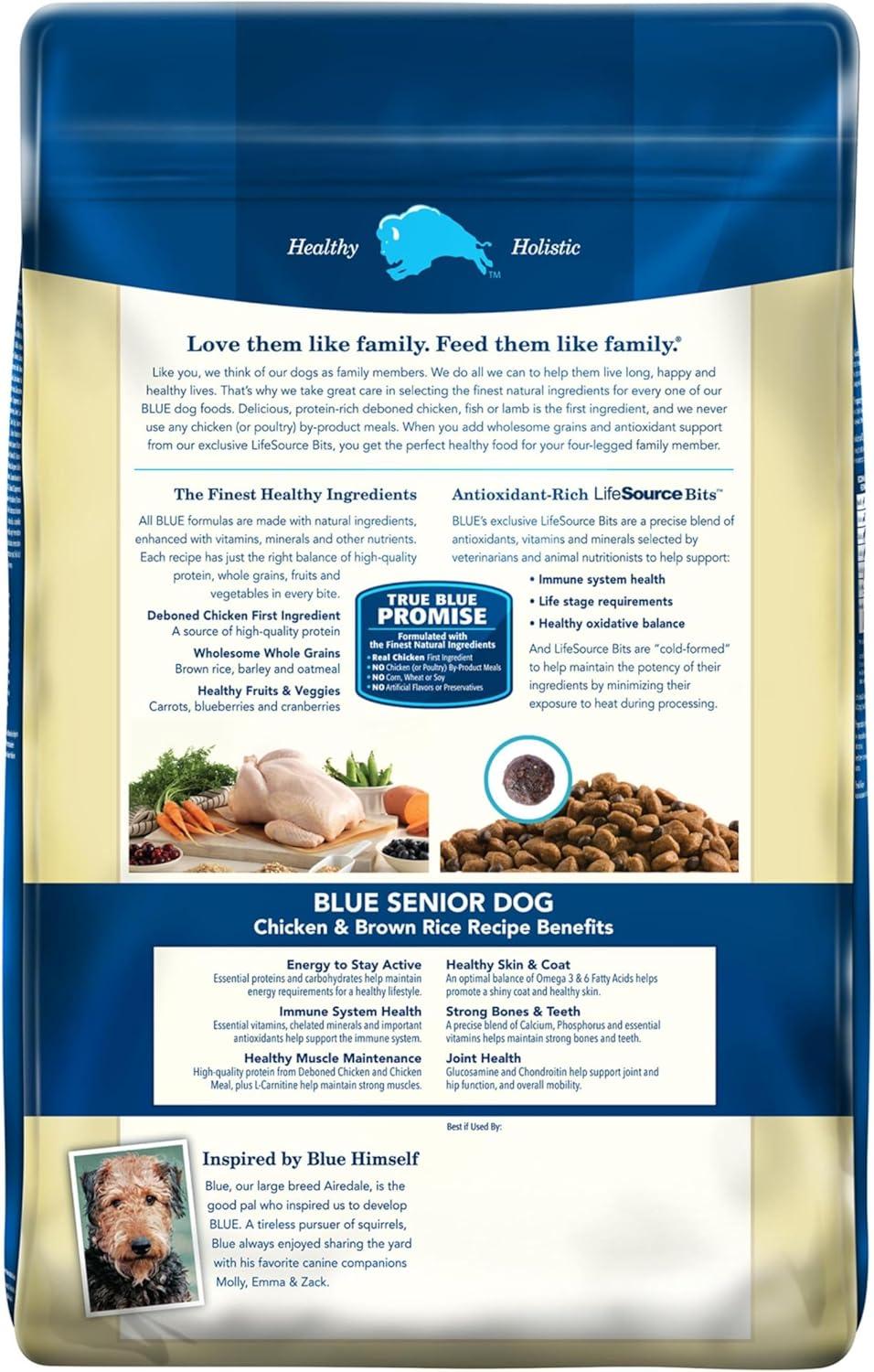 imageBlue Buffalo Life Protection Formula Senior Dry Dog Food Supports Joint Health and Mobility Made with Natural Ingredients Chicken amp Brown Rice Recipe 30lb BagChicken Brown Rice