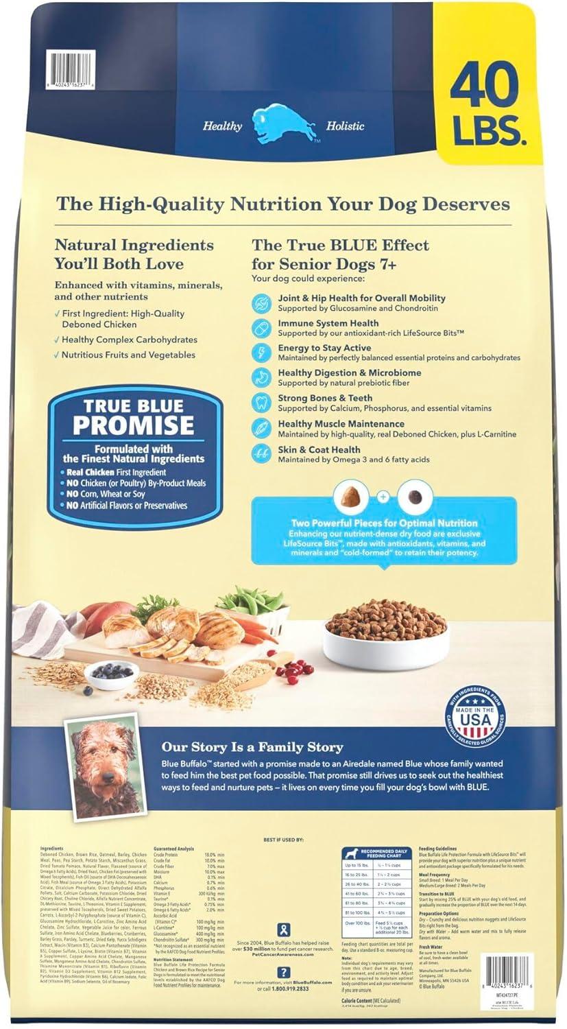 imageBlue Buffalo Life Protection Formula Senior Dry Dog Food Supports Joint Health and Mobility Made with Natural Ingredients Chicken amp Brown Rice Recipe 30lb BagChicken Brown Rice