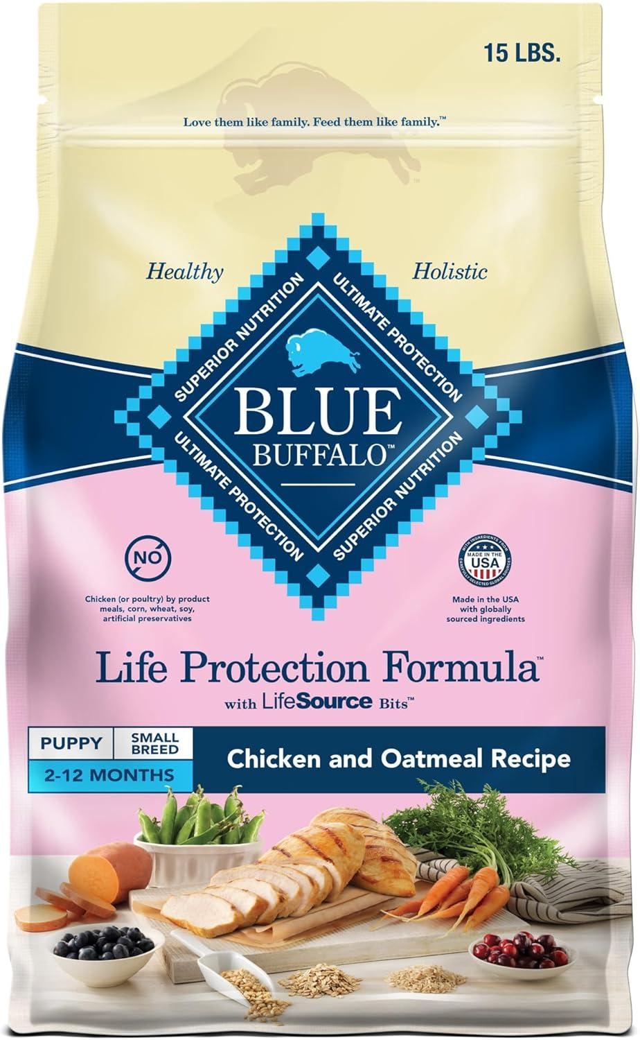imageBlue Buffalo Life Protection Formula Small Breed Puppy Dry Dog Food with DHA Vital Nutrients amp Antioxidants Made with Natural Ingredients Chicken amp Oatmeal Recipe 5lb BagChicken Oatmeal