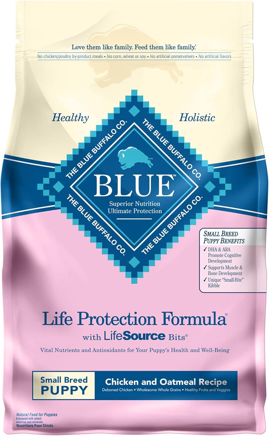 imageBlue Buffalo Life Protection Formula Small Breed Puppy Dry Dog Food with DHA Vital Nutrients amp Antioxidants Made with Natural Ingredients Chicken amp Oatmeal Recipe 5lb BagChicken Oatmeal