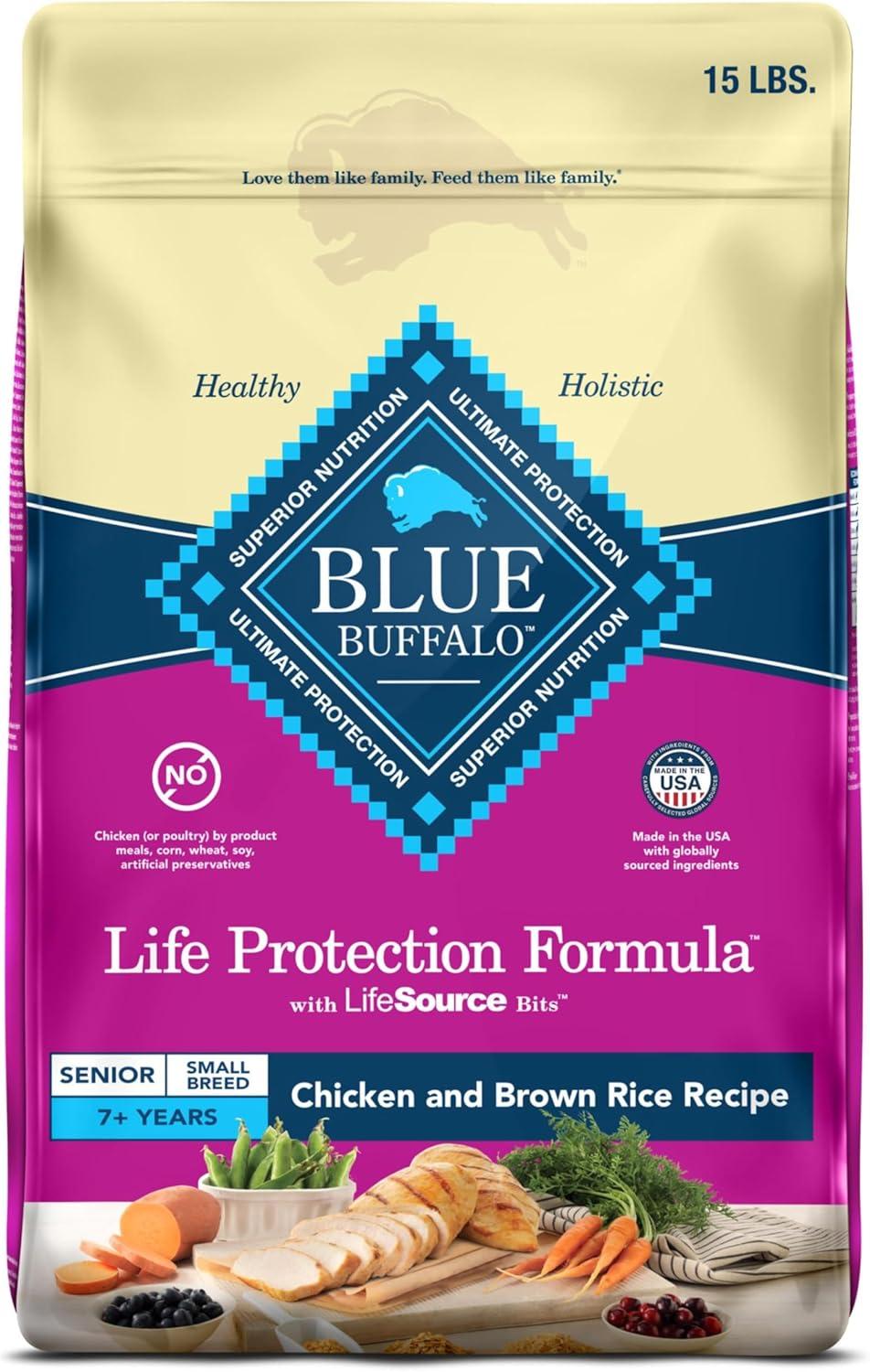 imageBlue Buffalo Life Protection Formula Small Breed Senior Dry Dog Food Supports Joint Health and Immunity Made with Natural Ingredients Chicken amp Brown Rice Recipe 5lb BagChicken Brown Rice