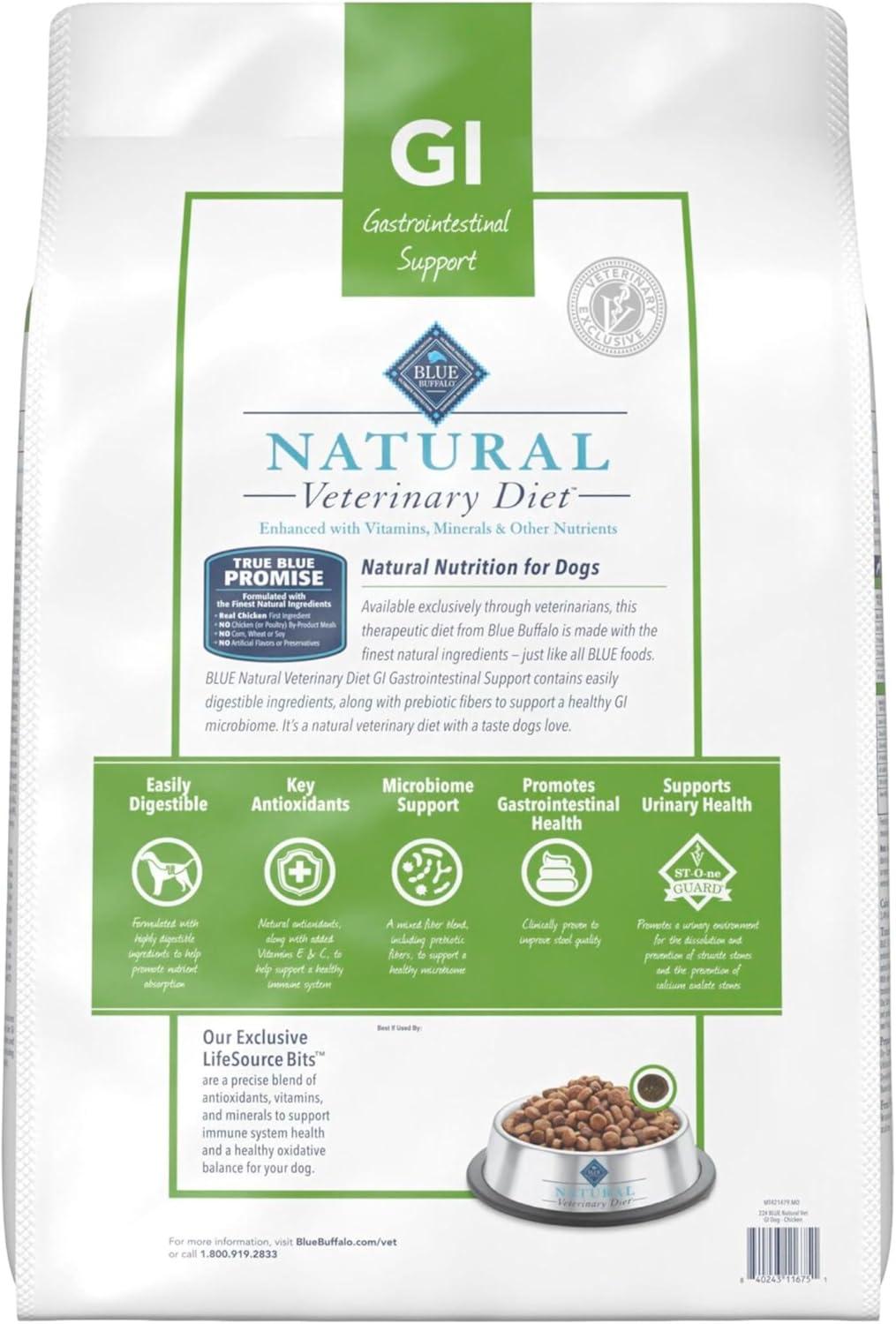 imageBlue Buffalo Natural Veterinary Diet GI Gastrointestinal Support Dry Dog Food Veterinarians Prescription Required Chicken 22lb Bag22 Pound Pack of 1