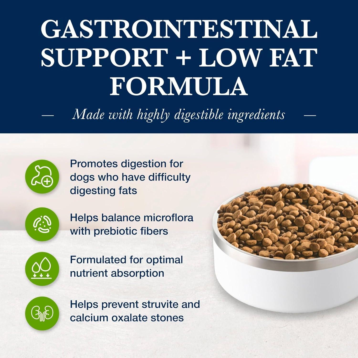 imageBlue Buffalo Natural Veterinary Diet GI Low Fat Gastrointestinal Support Dry Dog Food Veterinarians Prescription Required Whitefish 22 lb BagWhitefish