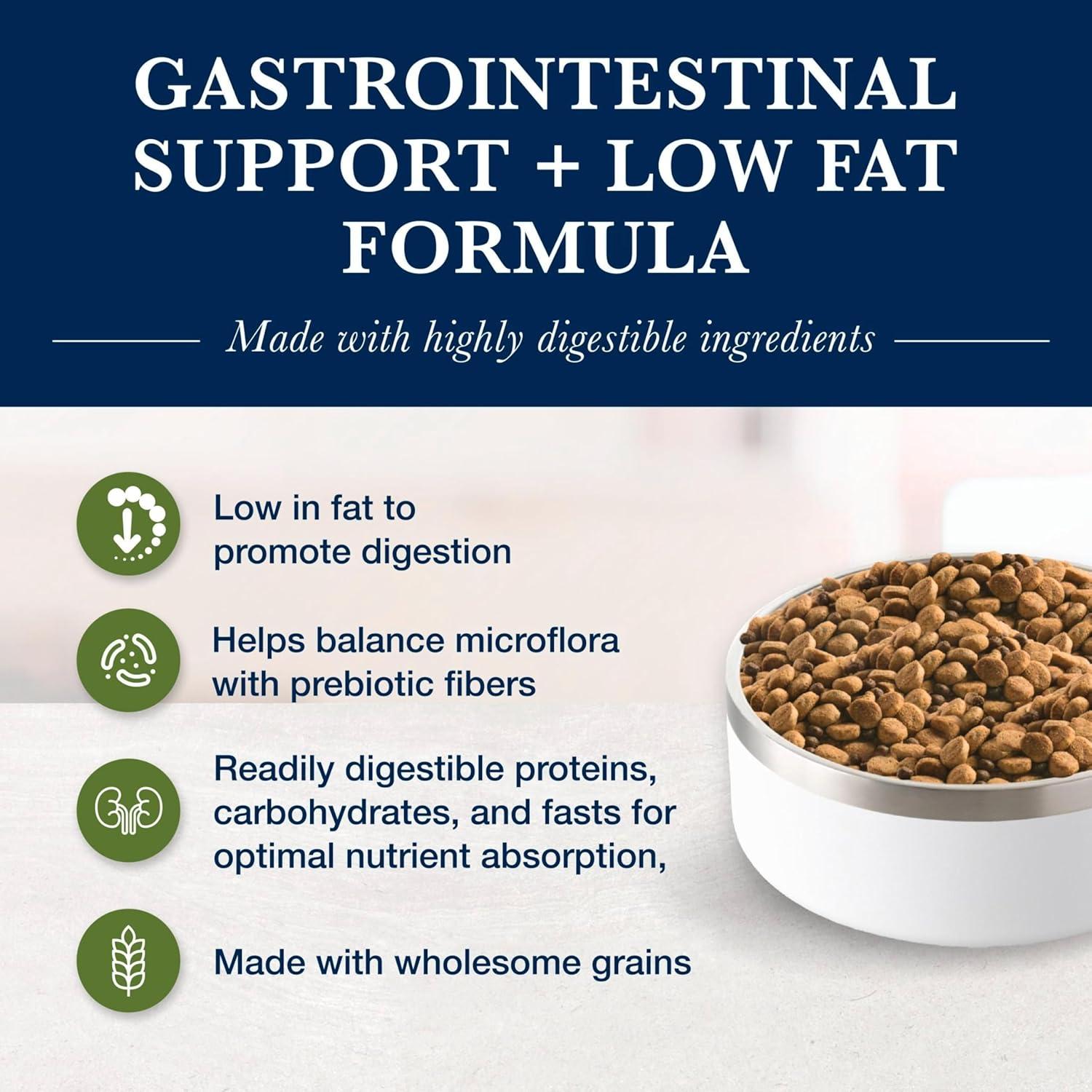 imageBlue Buffalo Natural Veterinary Diet GI Low Fat Gastrointestinal Support Dry Dog Food Veterinarians Prescription Required Whitefish 22 lb BagWhitefish