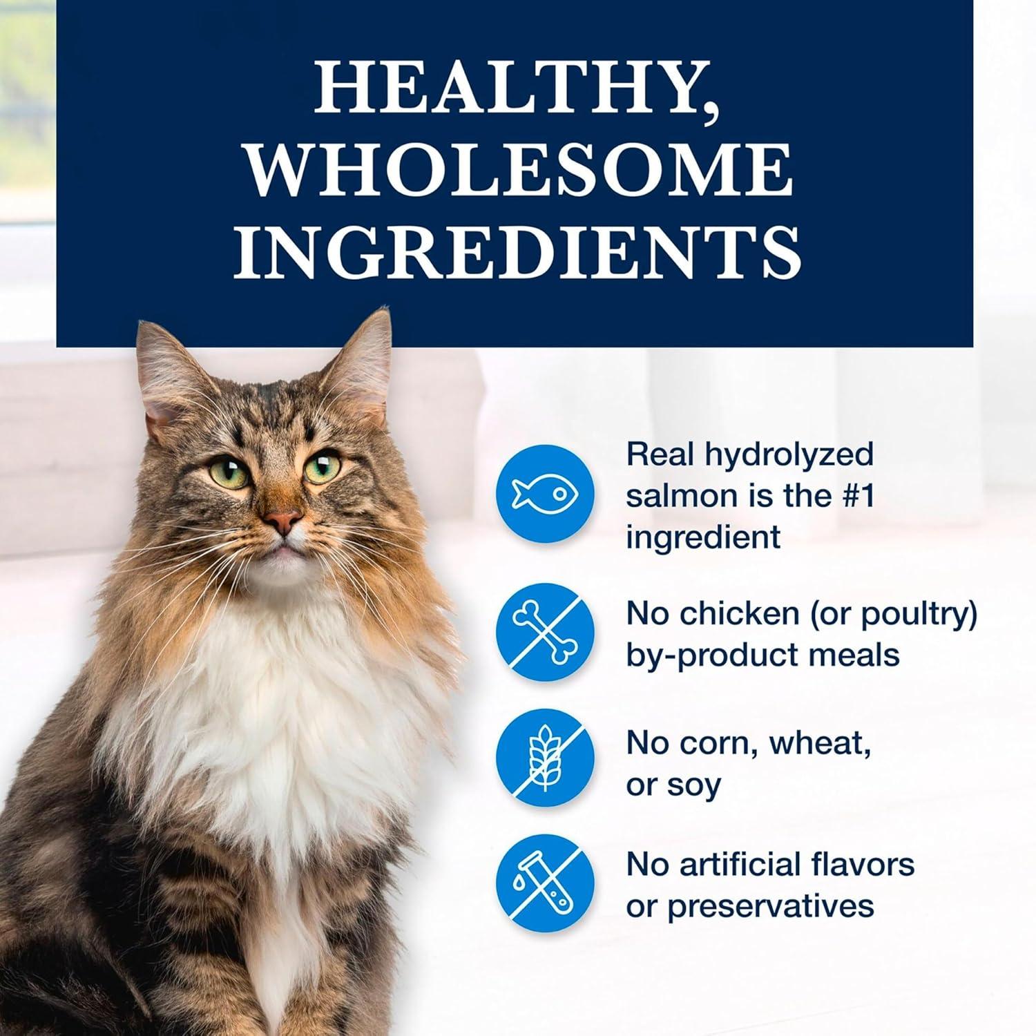 imageBlue Buffalo Natural Veterinary Diet HF Hydrolyzed for Food Intolerance Dry Cat Food Veterinarian Prescription Required Salmon 7lb Bag