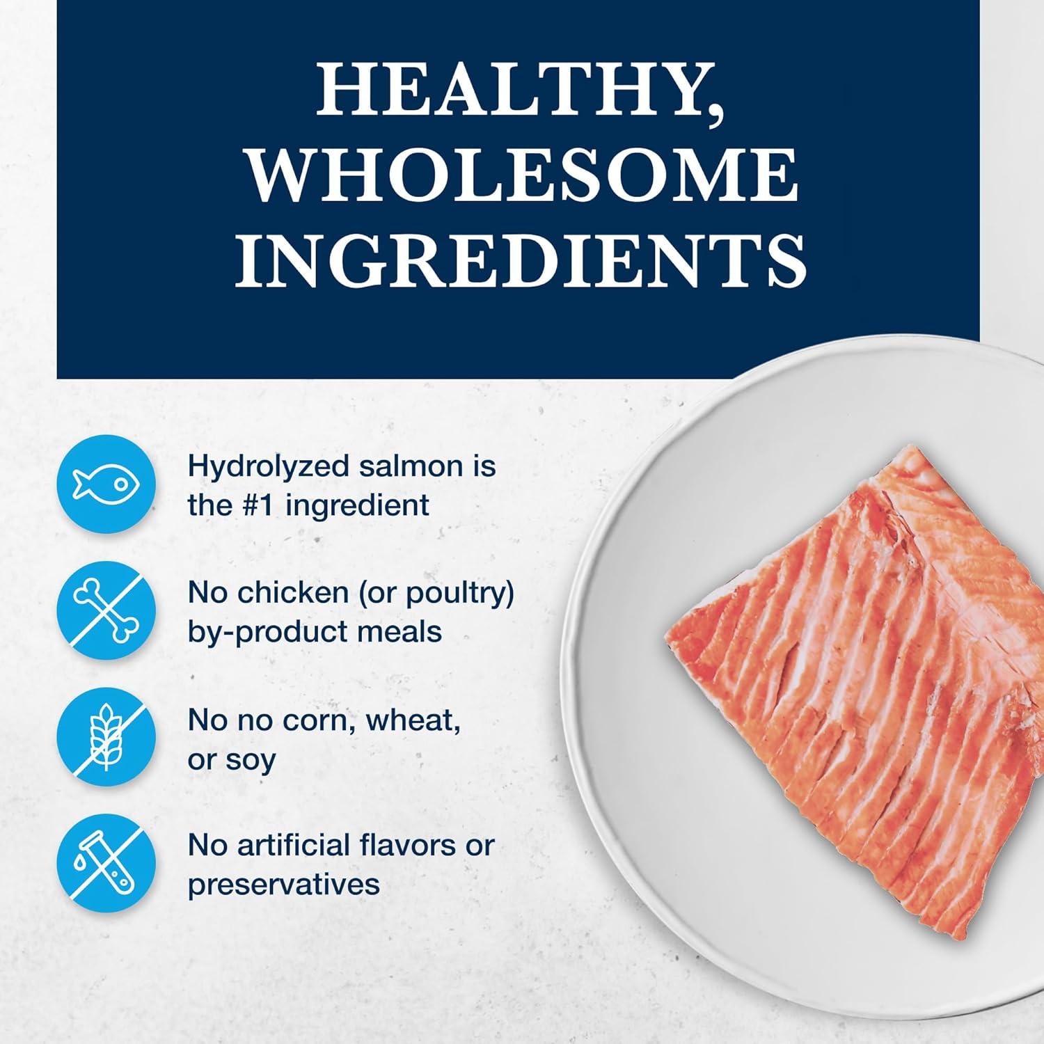 imageBlue Buffalo Natural Veterinary Diet HF Hydrolyzed for Food Intolerance Wet Cat Food Veterinarians Prescription Required Salmon 55oz Cans 24 Count
