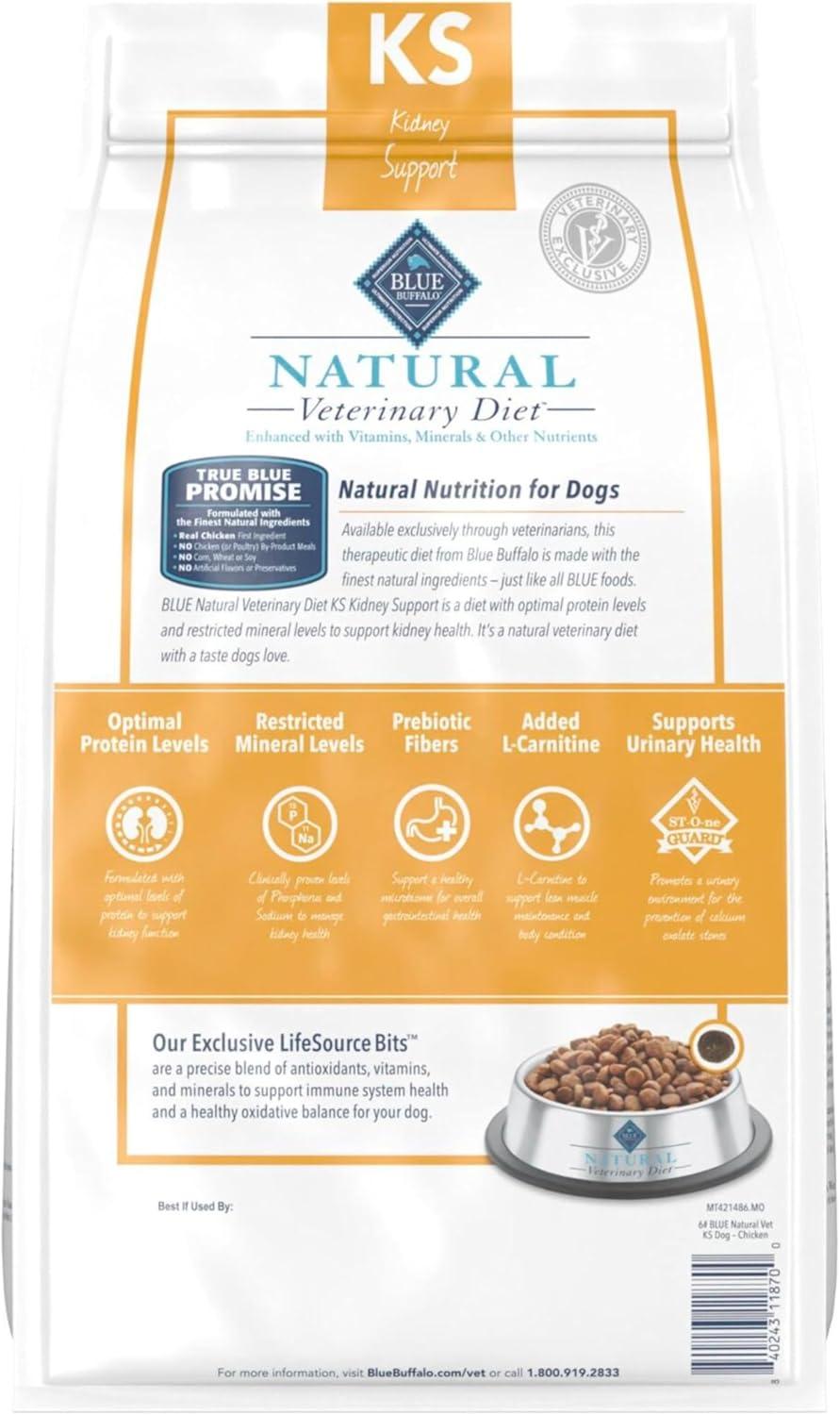imageBlue Buffalo Natural Veterinary Diet KS Kidney Support Dry Dog Food Chicken 22lb bagChicken