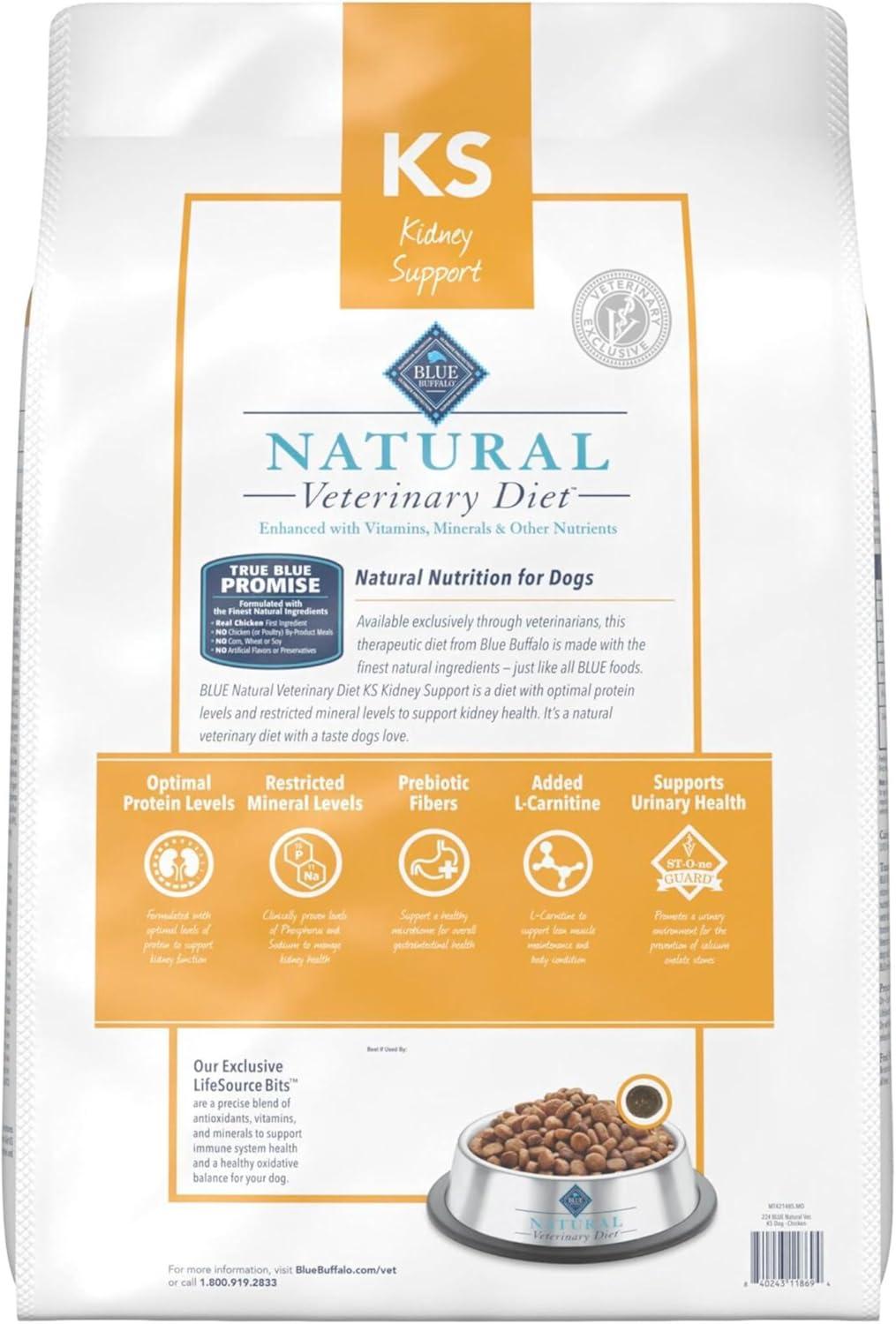 imageBlue Buffalo Natural Veterinary Diet KS Kidney Support Dry Dog Food Chicken 22lb bagChicken